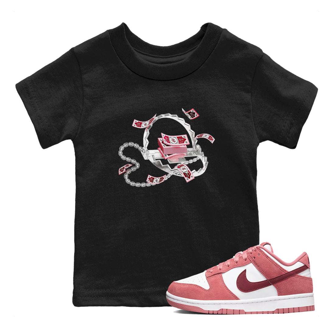 Trap Money snkmatch Tees Kids - Dunk Valentines Day 2024