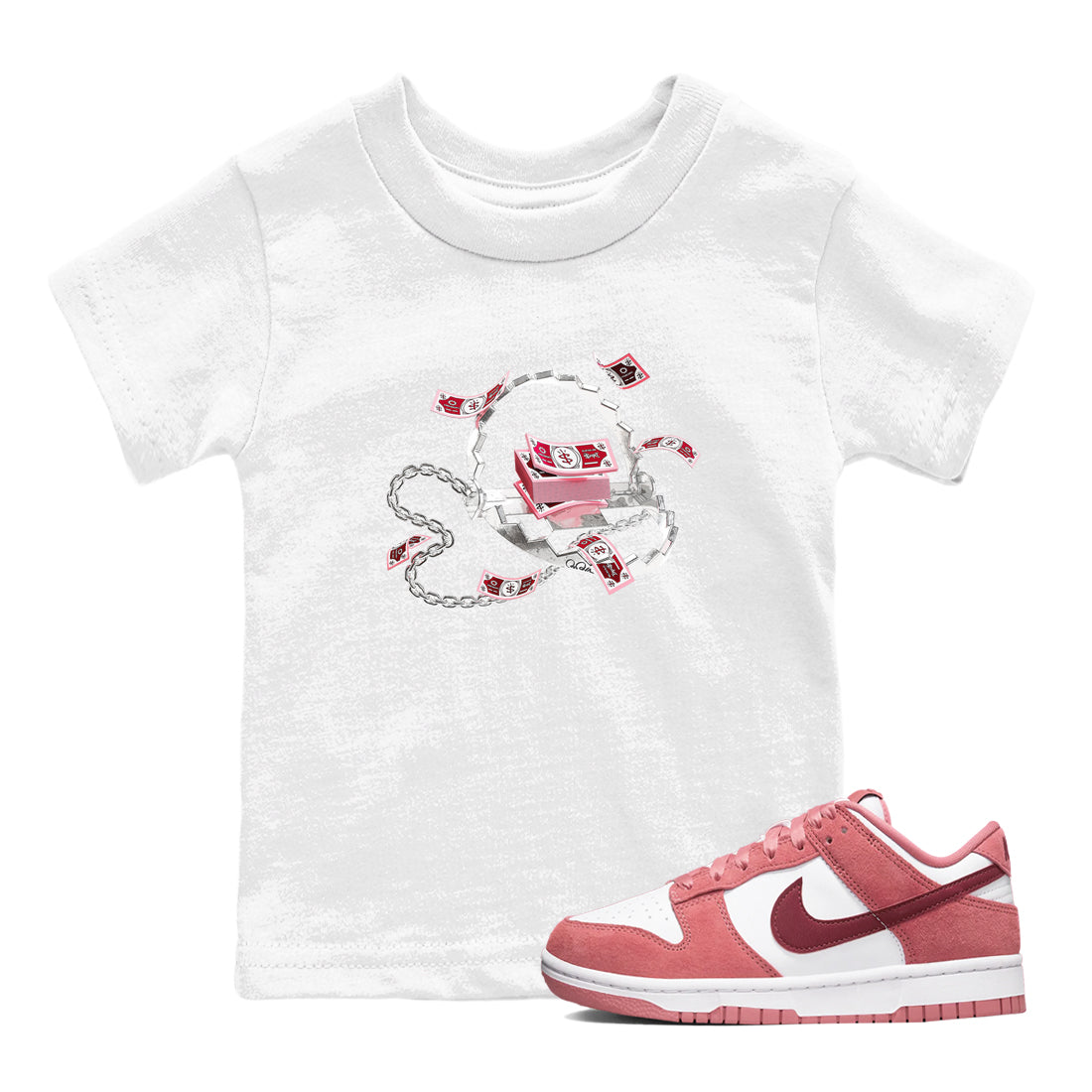 Trap Money snkmatch Tees Kids - Dunk Valentines Day 2024