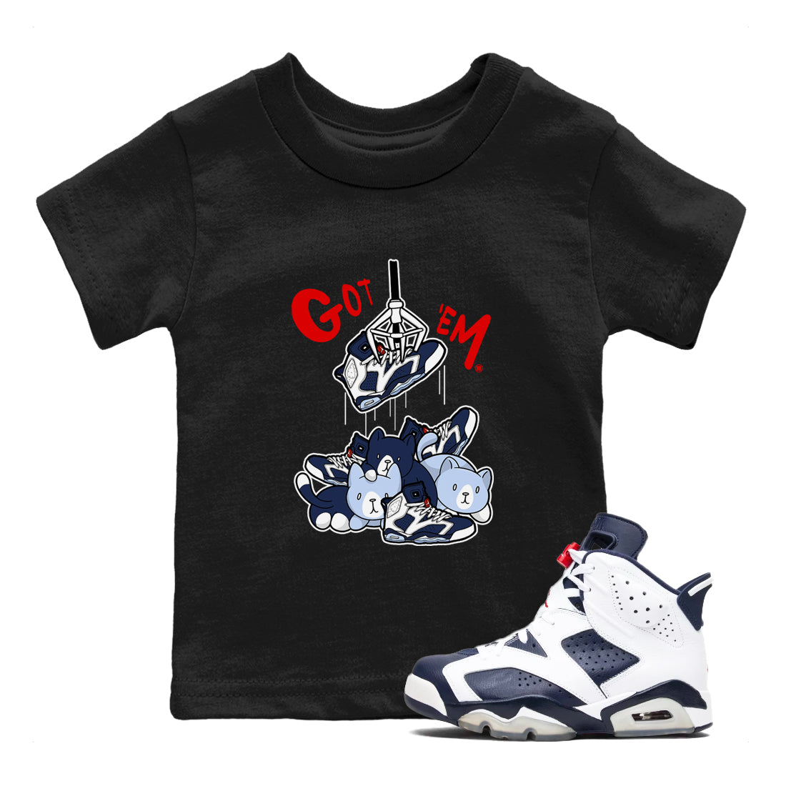Treasure Hunter snkmatch Tees Kids - Air Jordan 6 White And Midnight Navy