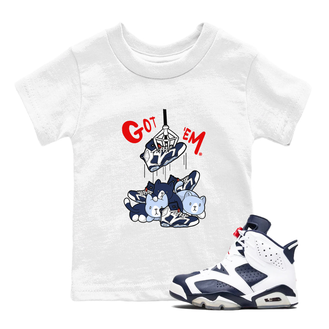 Treasure Hunter snkmatch Tees Kids - Air Jordan 6 White And Midnight Navy