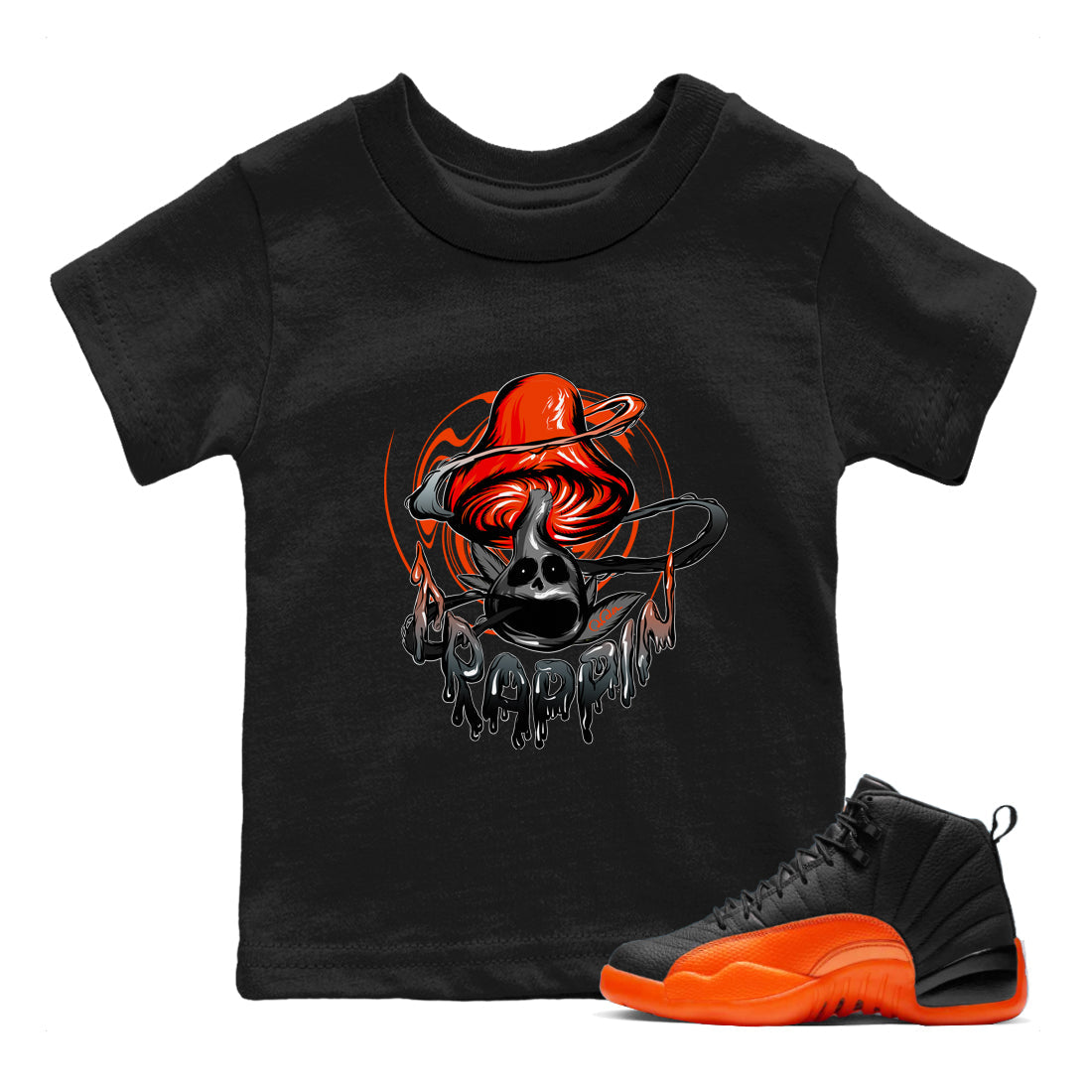 Trippin Mushroom Kids Tops - Air Jordan 12 Brilliant Orange