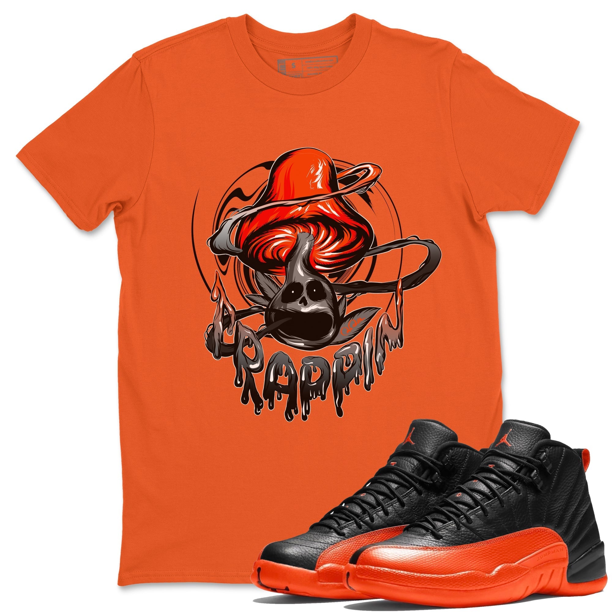 Trippin Mushroom Unisex Tops - Air Jordan 12 Brilliant Orange