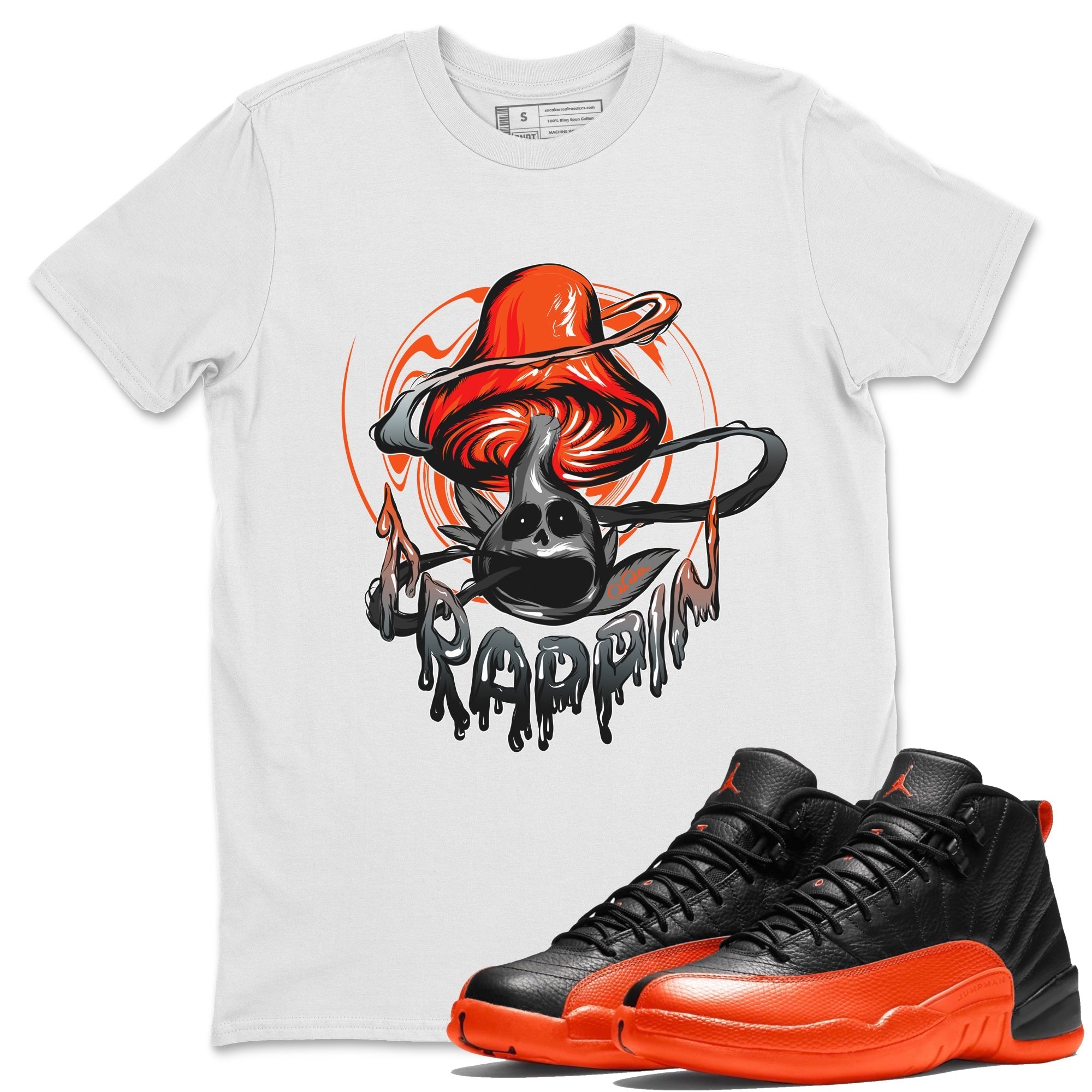 Trippin Mushroom Unisex Tops - Air Jordan 12 Brilliant Orange
