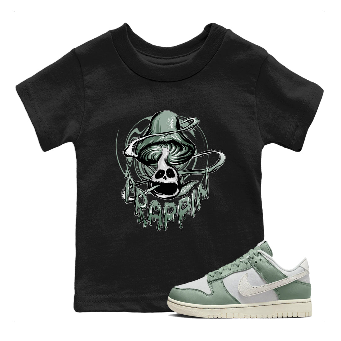 Trippin Mushroom Kids Tops - Dunk Mica Green