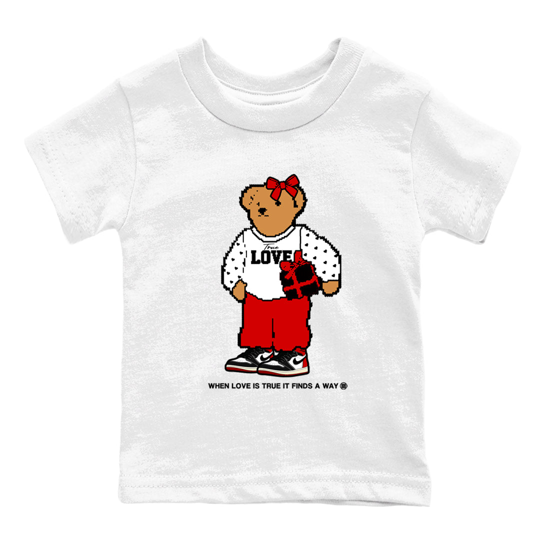 True Love Bear snkmatch Tees Kids - Air Jordan 1 Black Toe Reimagined