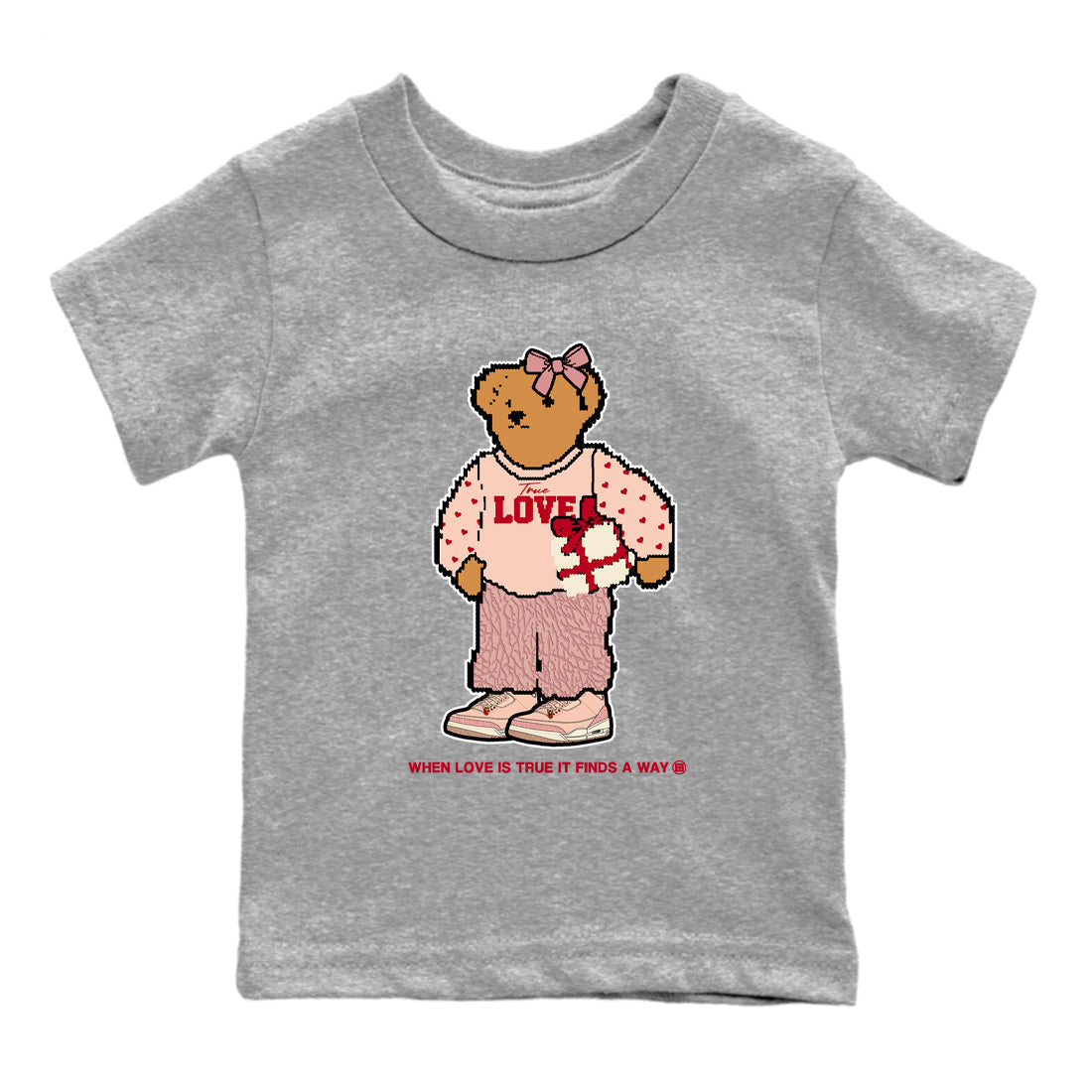 True Love Bear snkmatch Tees Kids - Air Jordan 3 Valentines Day