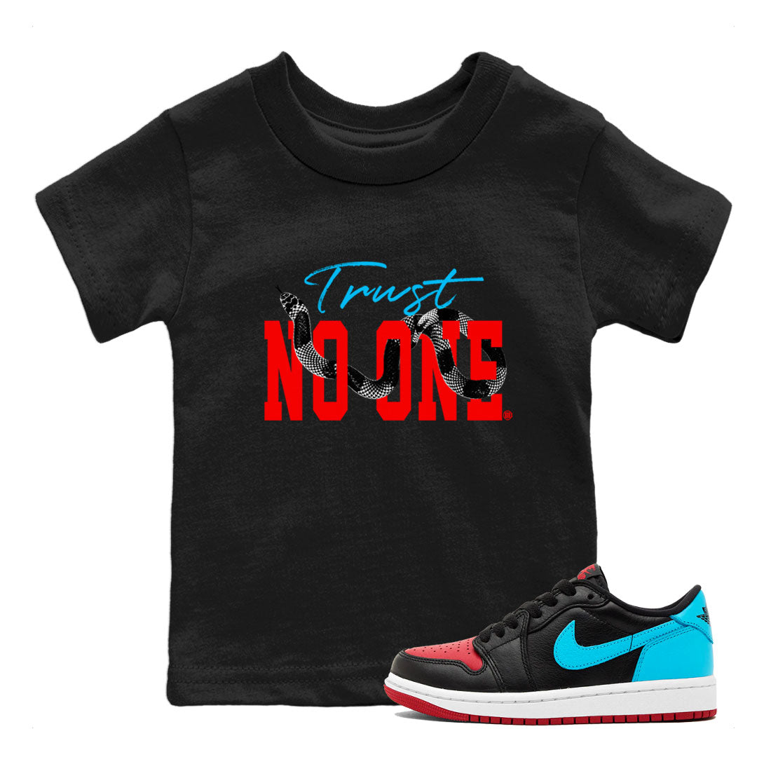 Trust No One snkmatch Tee Kids - Air Jordan 1 UNC to Chicago