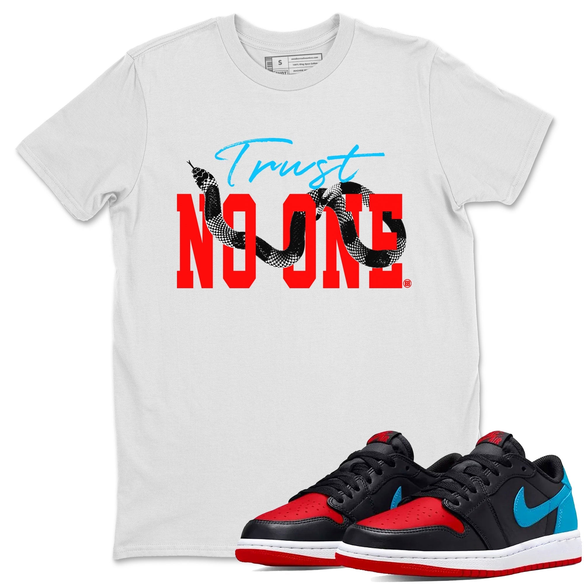 Trust No One snkmatch Tee - Air Jordan 1 UNC to Chicago