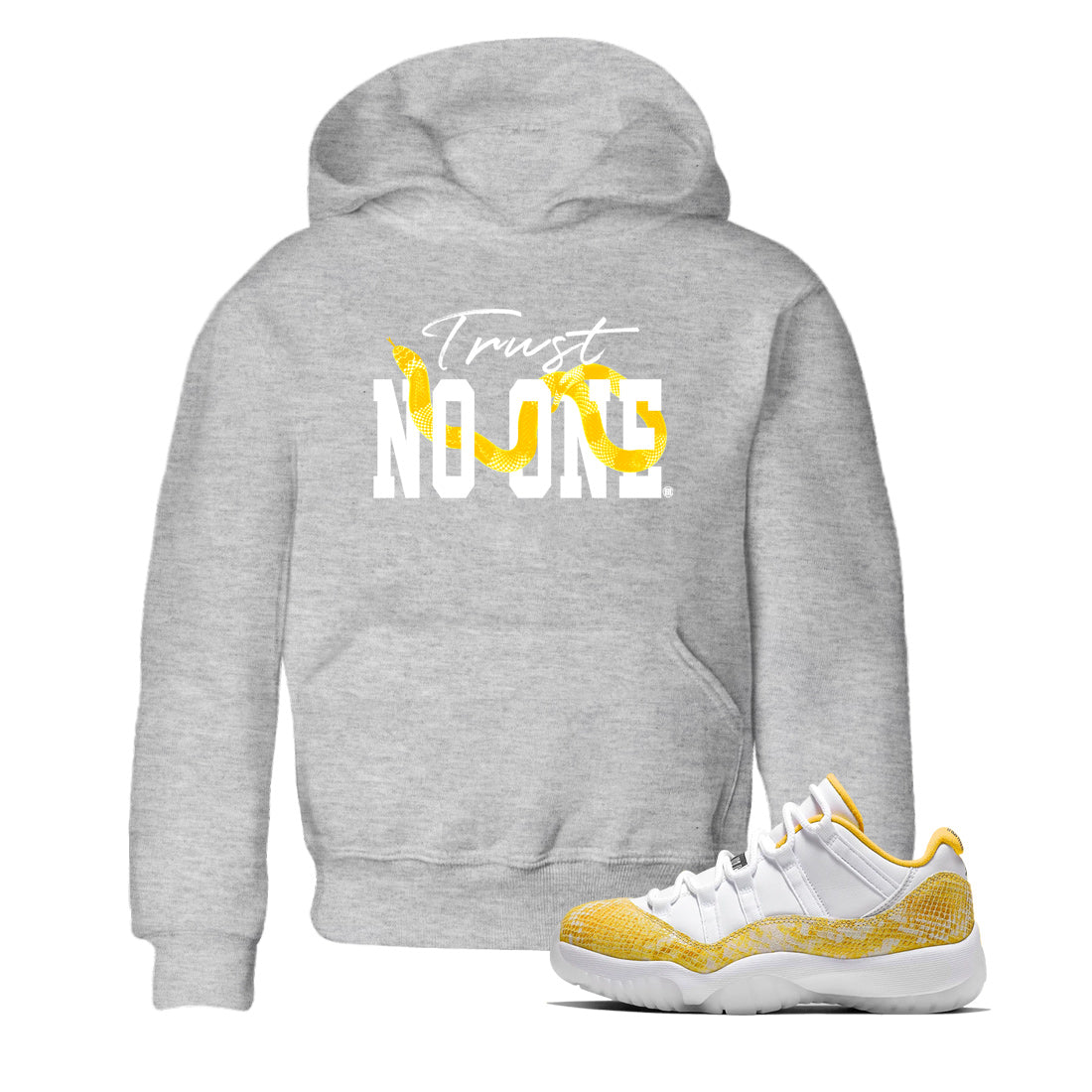Trust No One Kids Tops - Air Jordan 11 Yellow Python