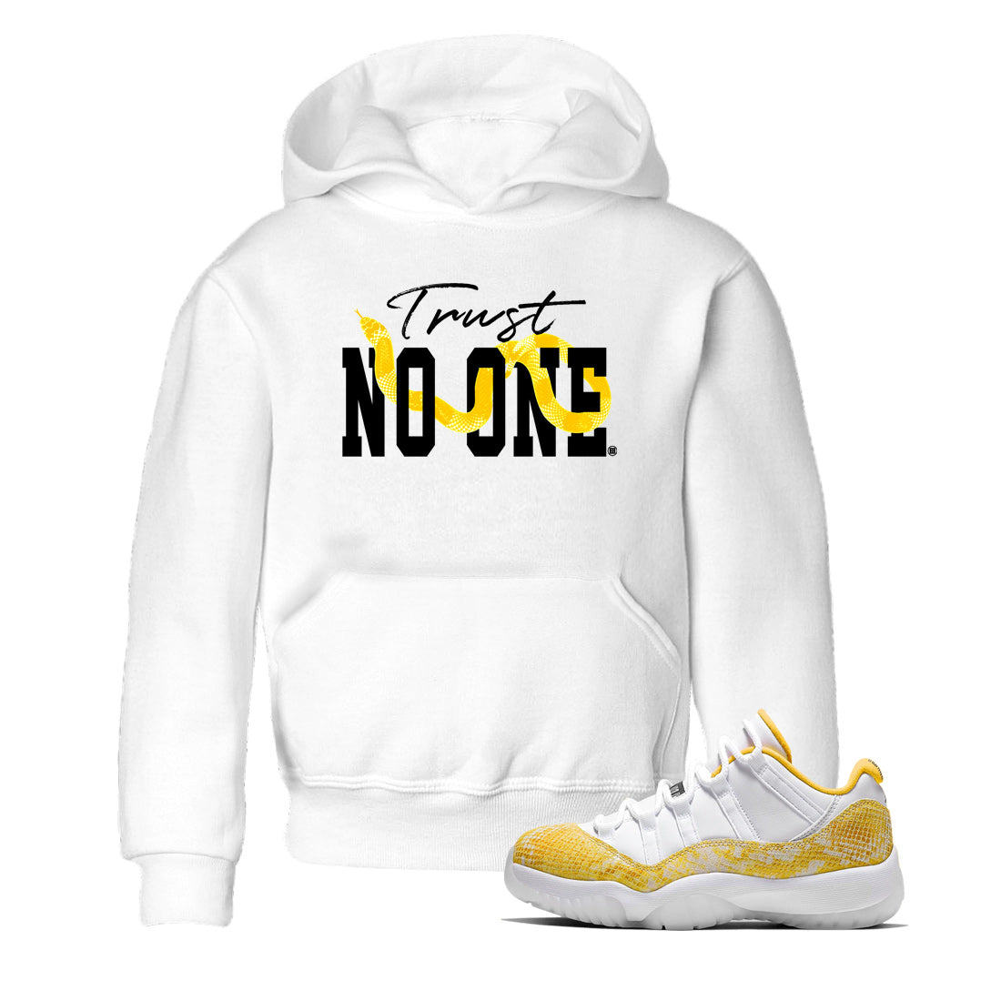 Trust No One Kids Tops - Air Jordan 11 Yellow Python