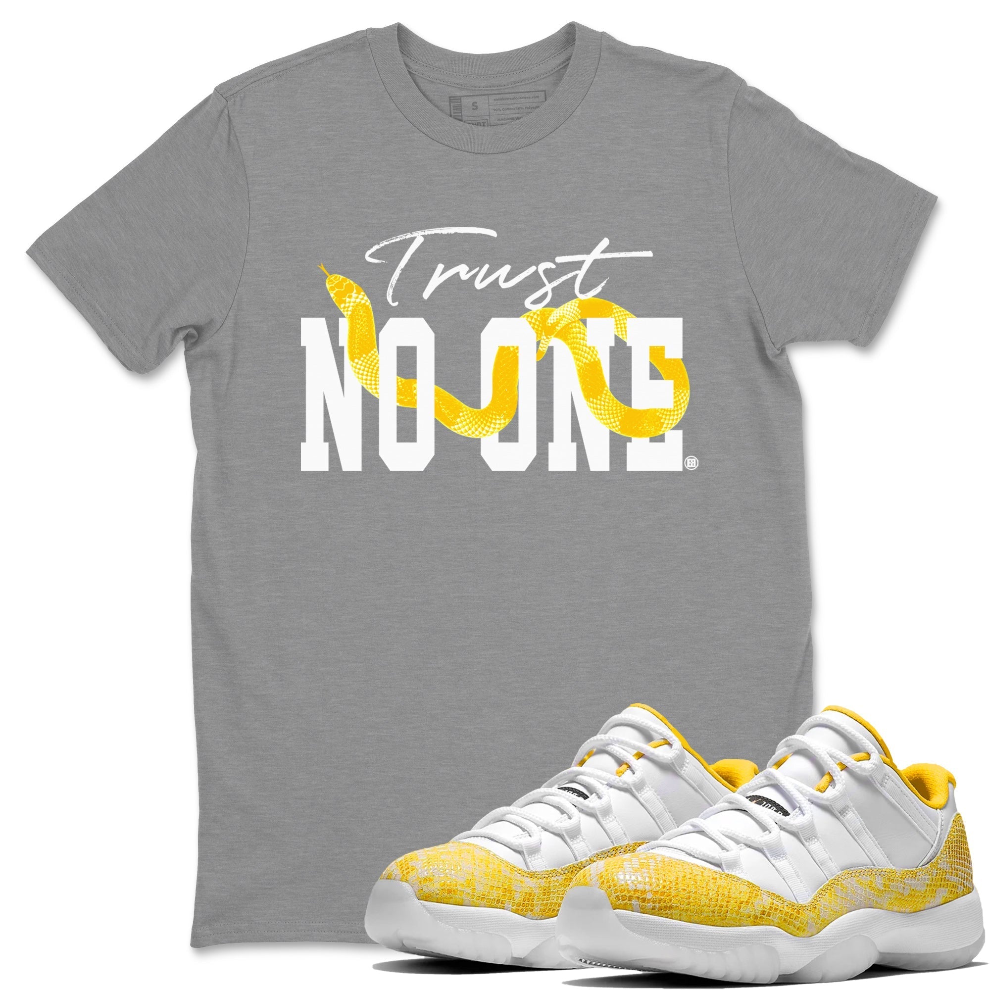 Trust No One Unisex Tops - Air Jordan 11 Yellow Python