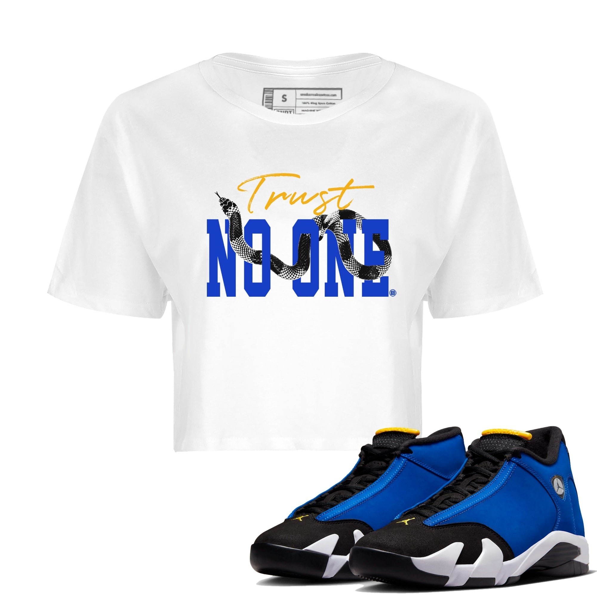 Trust No One Women's Tops - Air Jordan 14 Laney