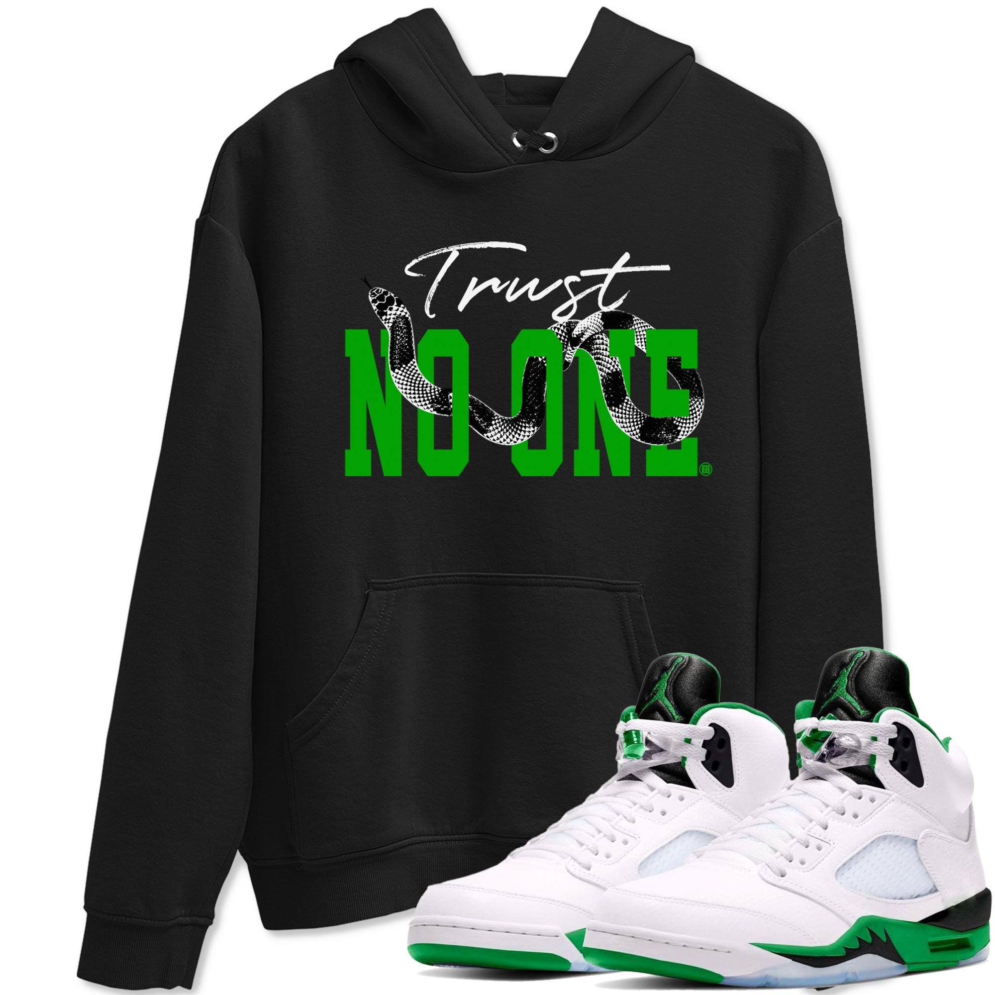 Trust No One snkmatch Tees - Air Jordan 5 Lucky Green