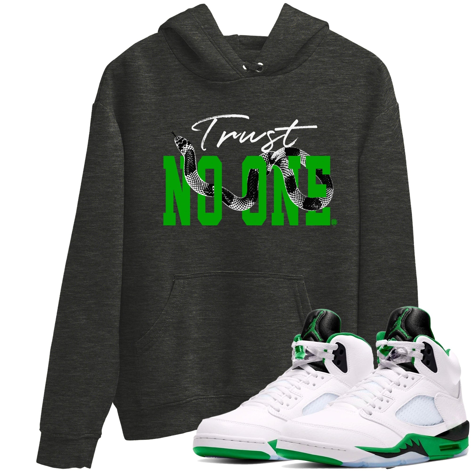 Trust No One snkmatch Tees - Air Jordan 5 Lucky Green