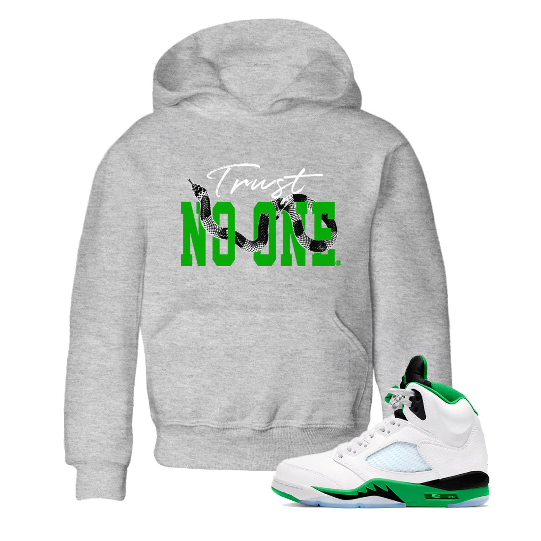 Trust No One snkmatch Tees Kids - Air Jordan 5 Lucky Green