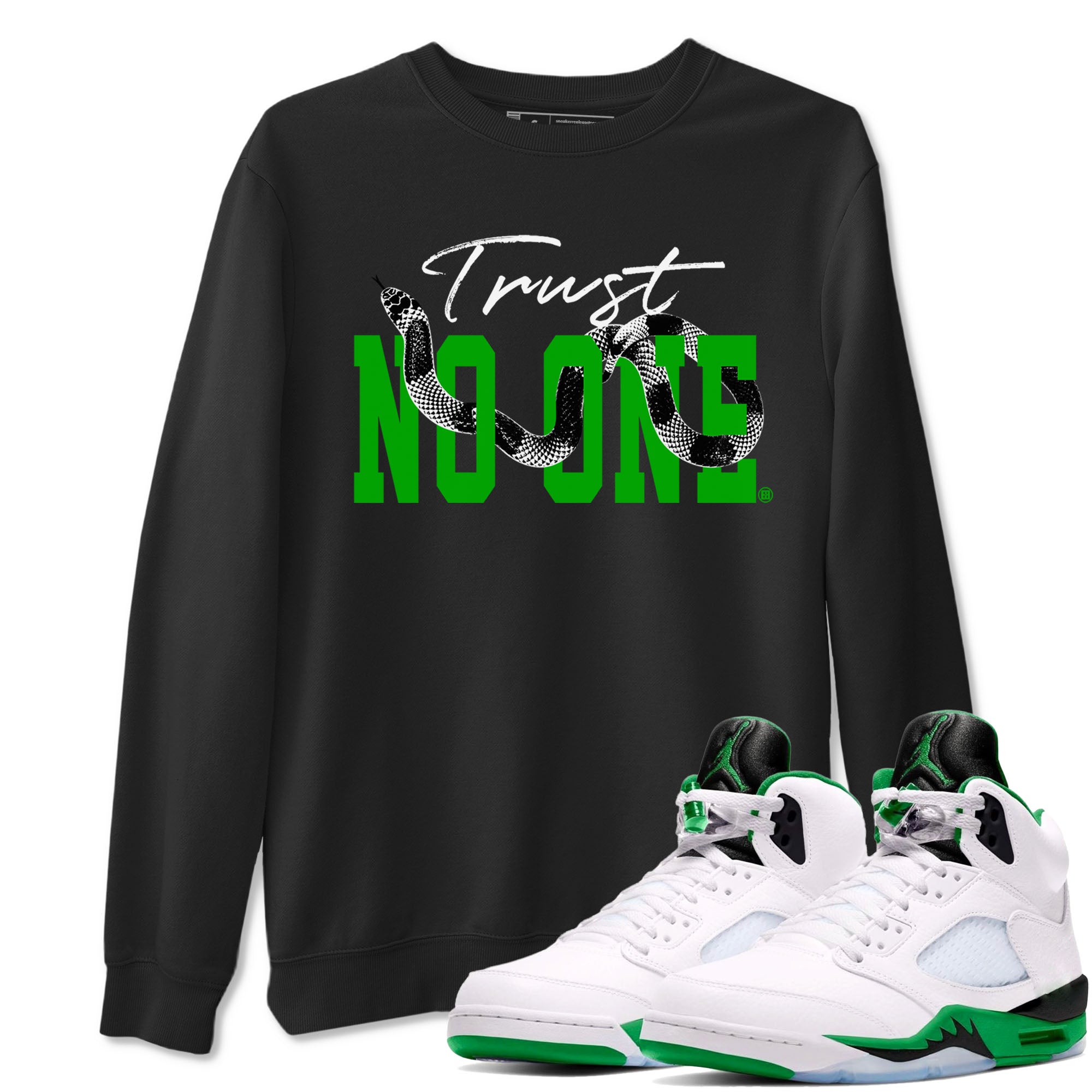 Trust No One snkmatch Tees - Air Jordan 5 Lucky Green