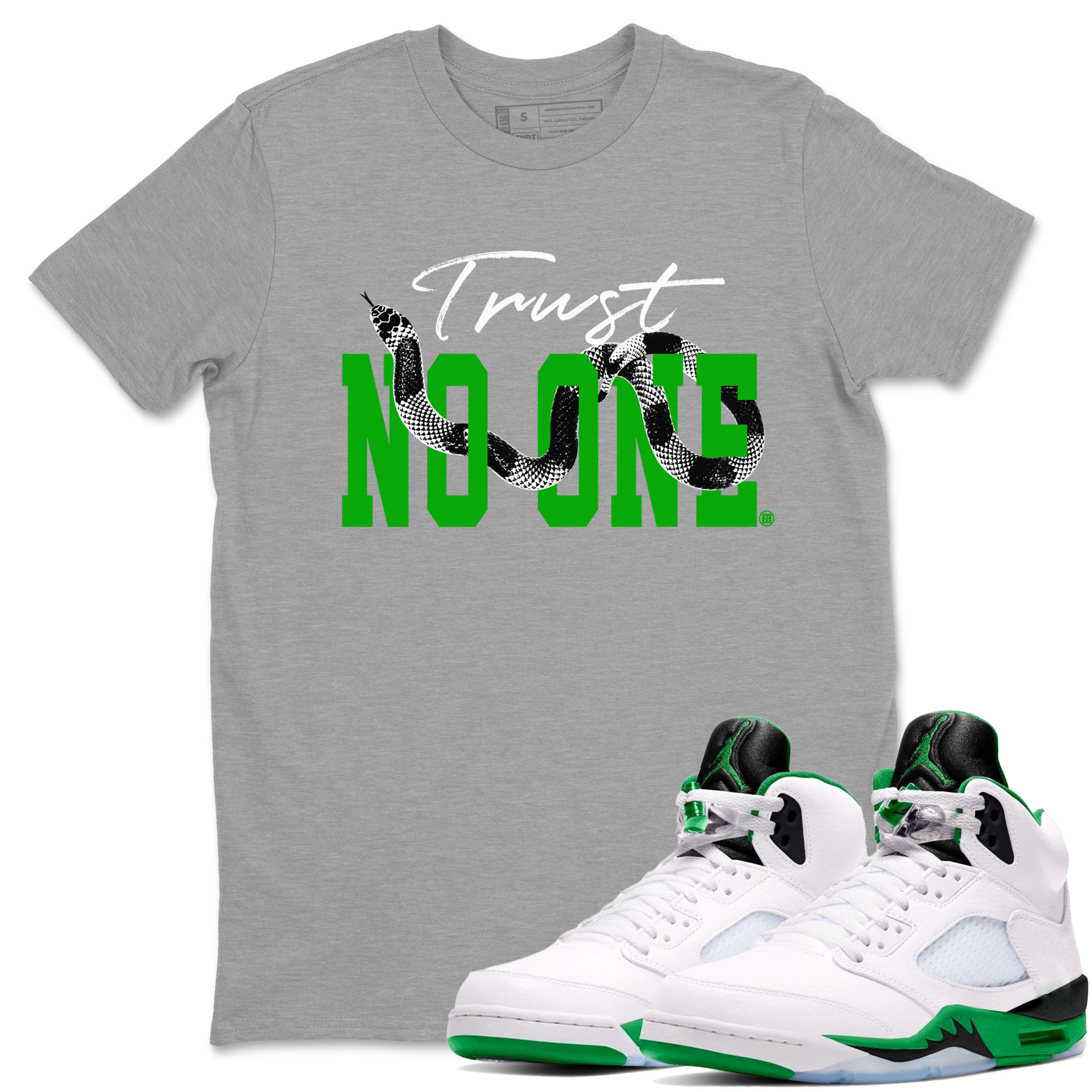 Trust No One snkmatch Tees - Air Jordan 5 Lucky Green