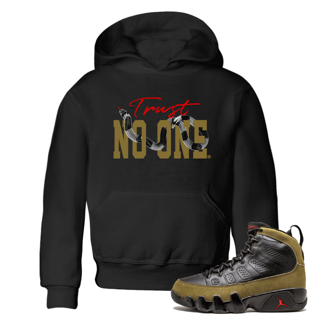 Trust No One snkmatch Tees Kids - Air Jordan 9 Olive