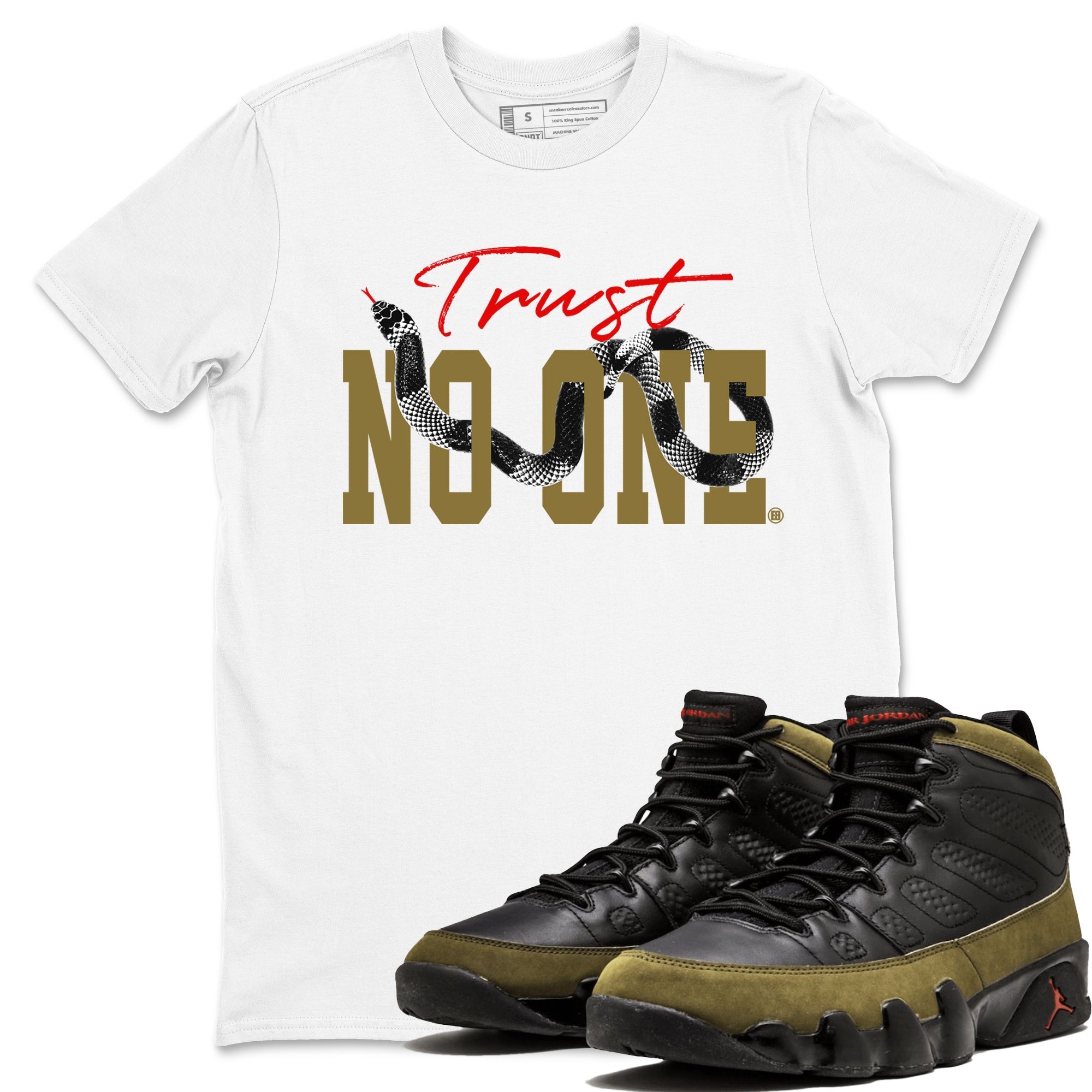 Trust No One snkmatch Tees - Air Jordan 9 Olive
