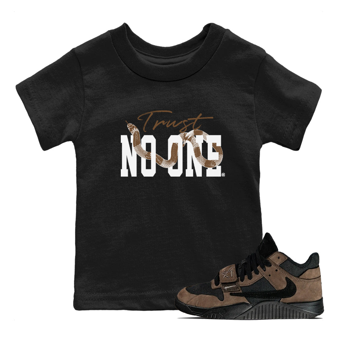 Trust No One snkmatch Tees Kids - Jordan Jumpman Jack Travis Scott Dark Mocha