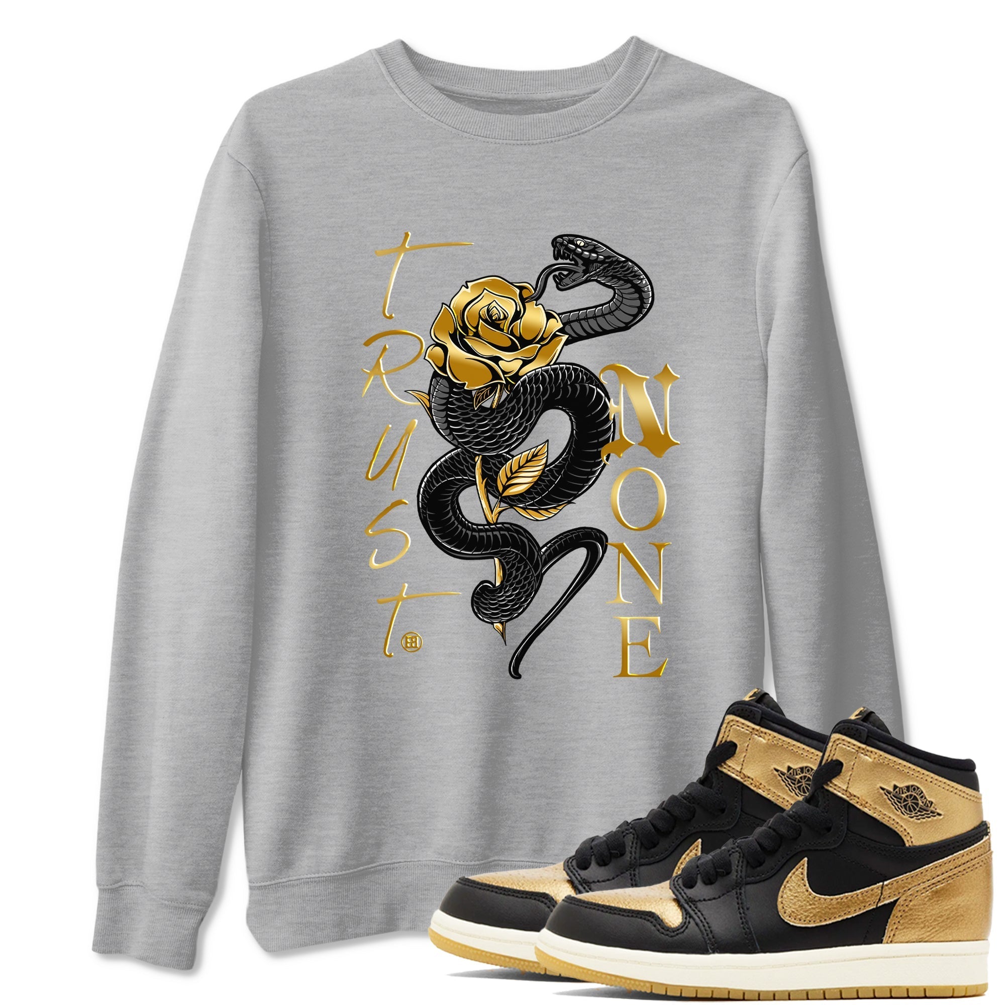 Trust None snkmatch Tees - Air Jordan 1 Black Metallic Gold