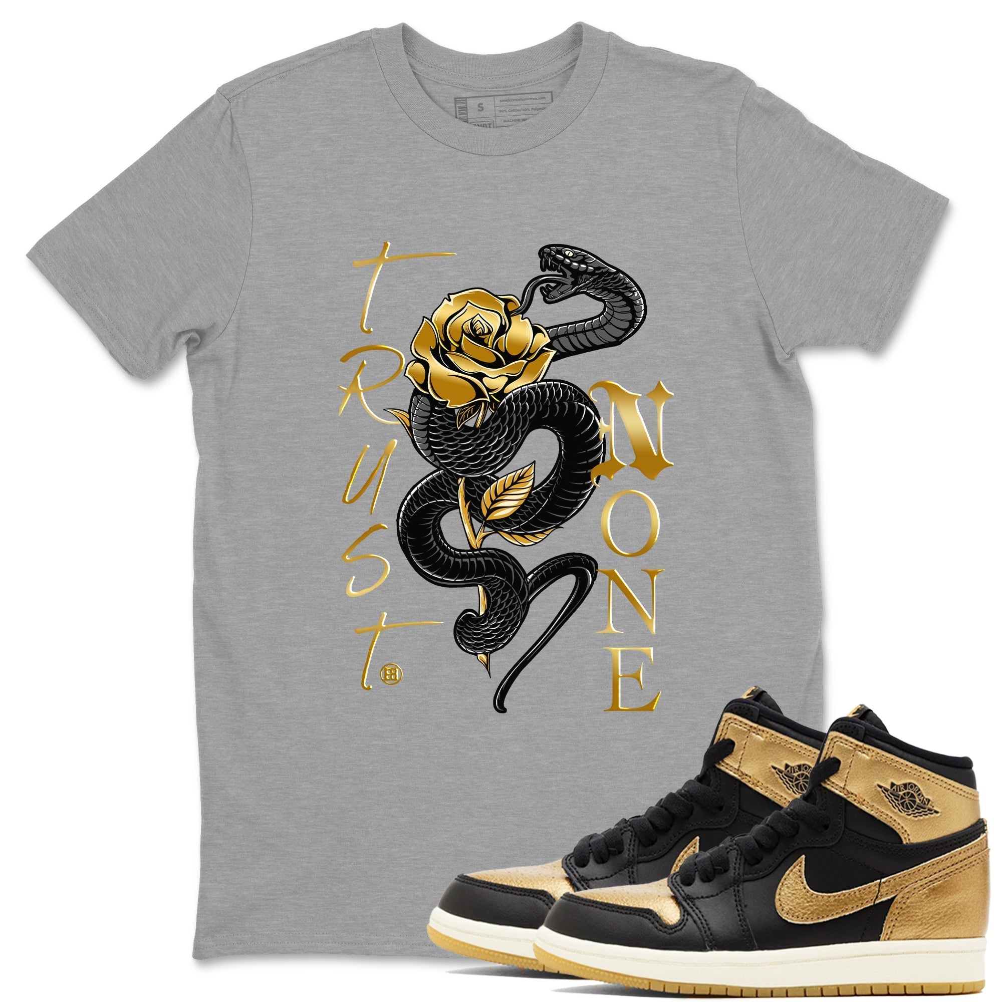 Trust None snkmatch Tees - Air Jordan 1 Black Metallic Gold