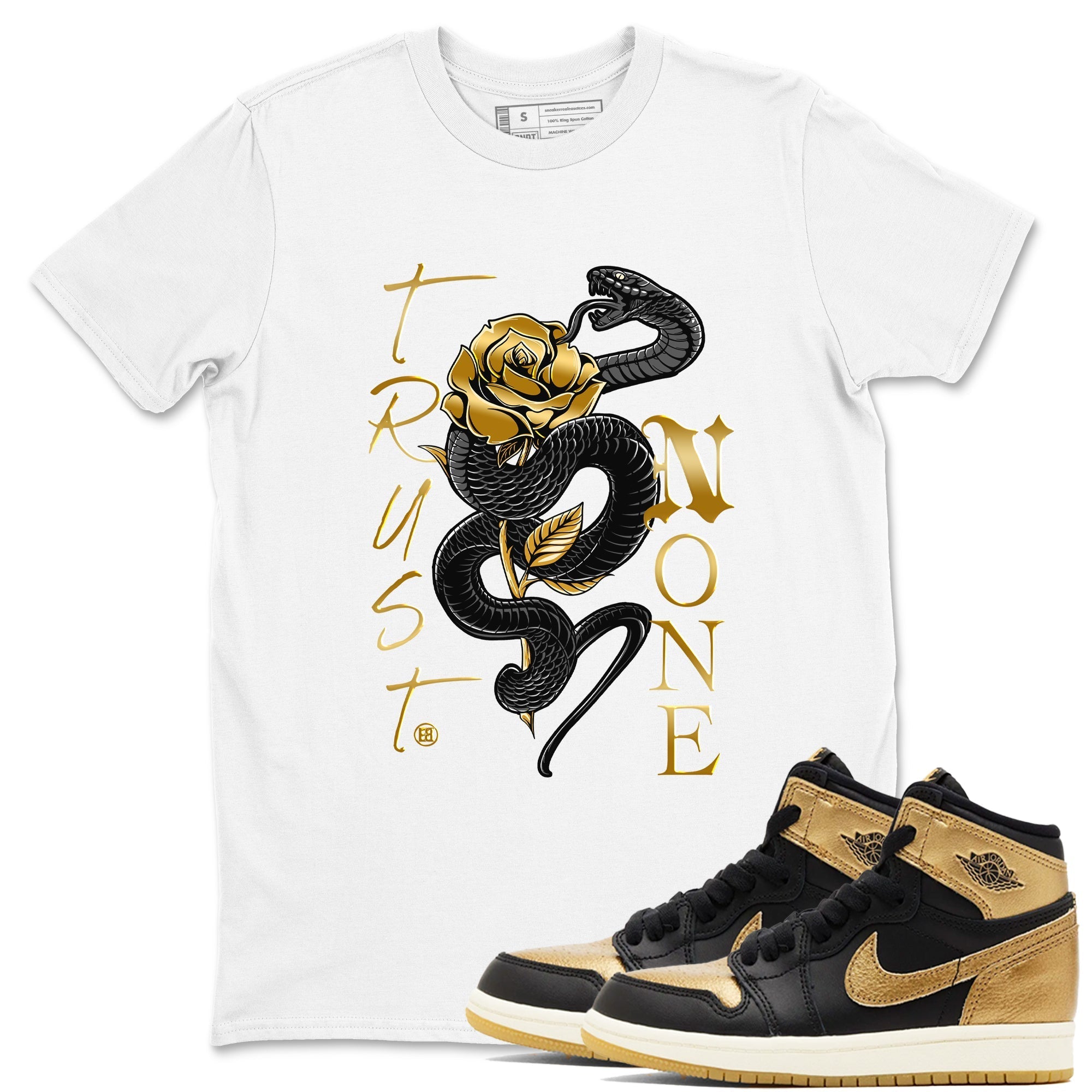 Trust None snkmatch Tees - Air Jordan 1 Black Metallic Gold