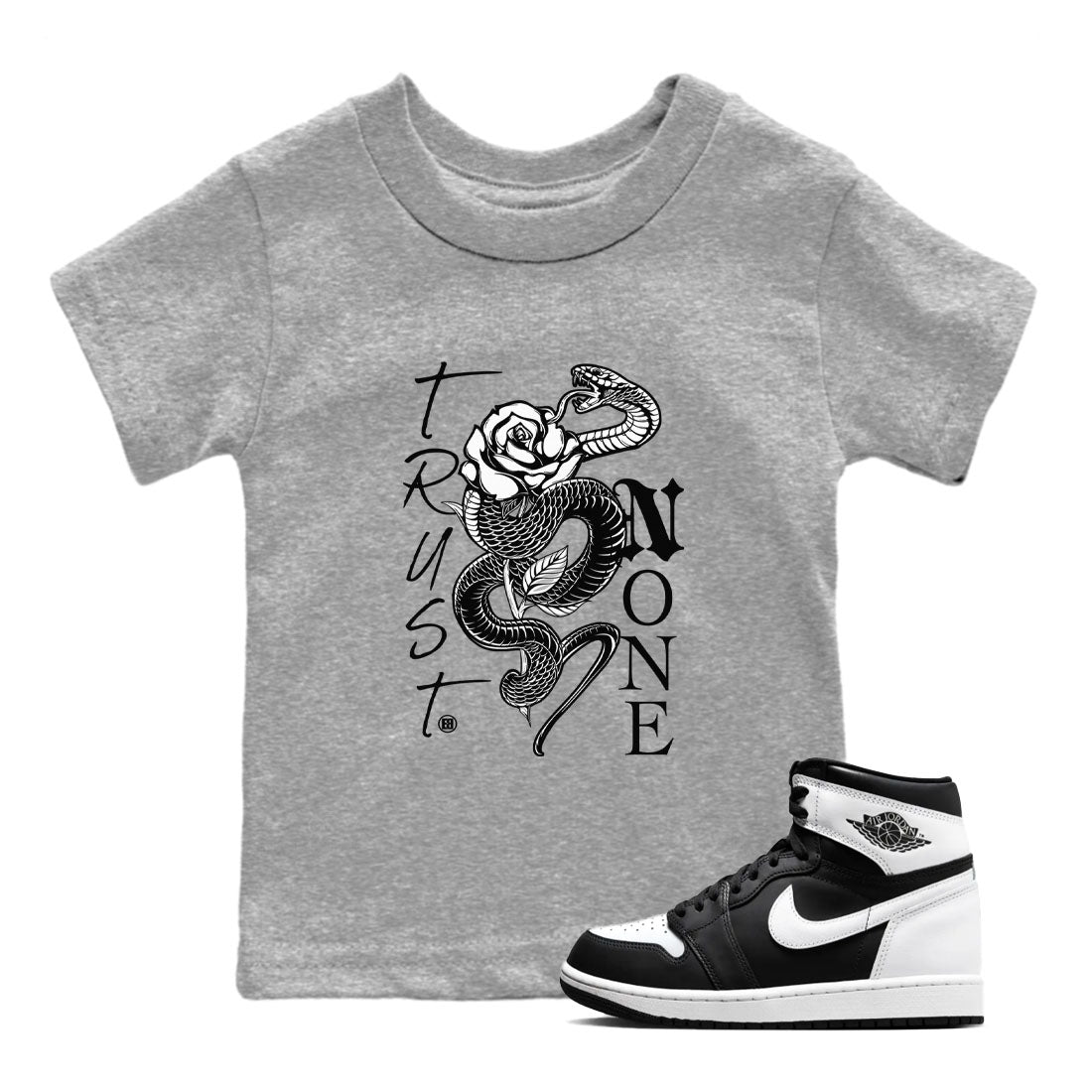 Trust None snkmatch Tees Kids - Air Jordan 1 Black White
