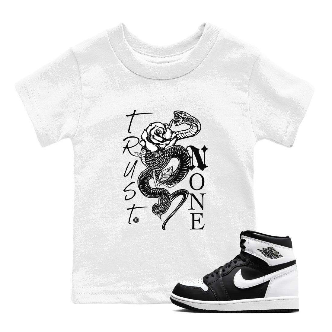 Trust None snkmatch Tees Kids - Air Jordan 1 Black White