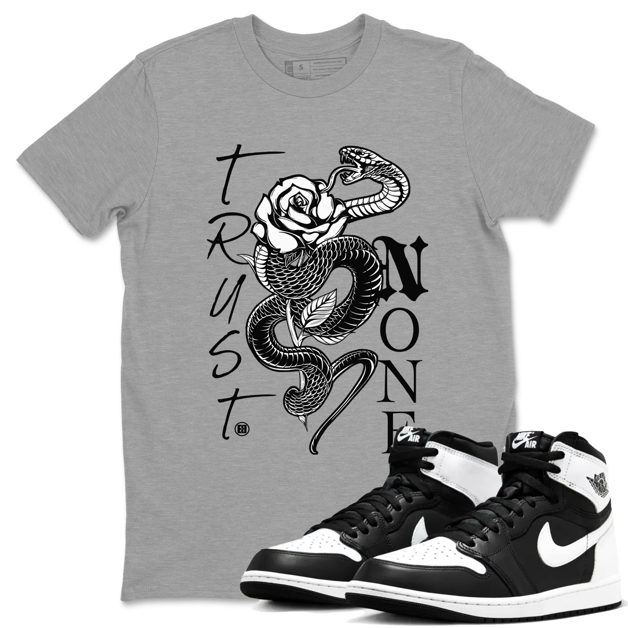 Trust None snkmatch Tees - Air Jordan 1 Black White