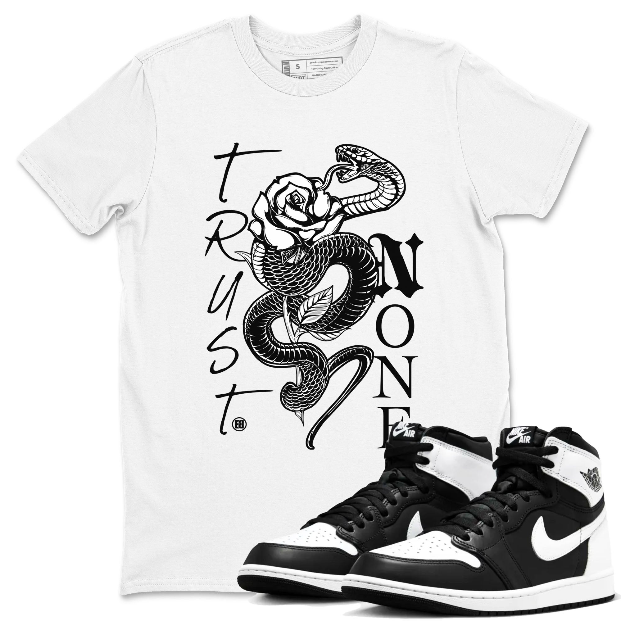 Trust None snkmatch Tees - Air Jordan 1 Black White
