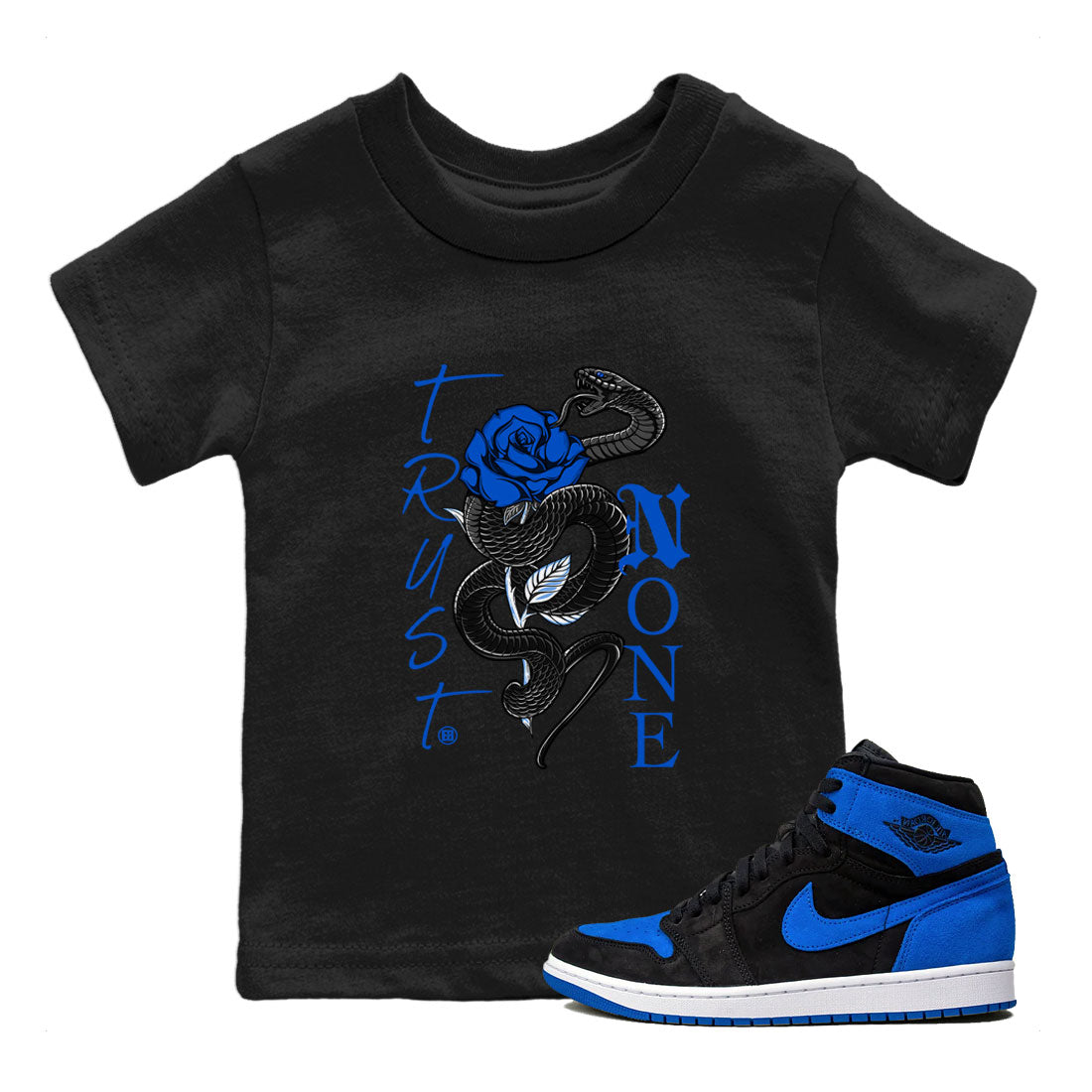Trust None snkmatch Tee Kids - Air Jordan 1 Royal Reimagined