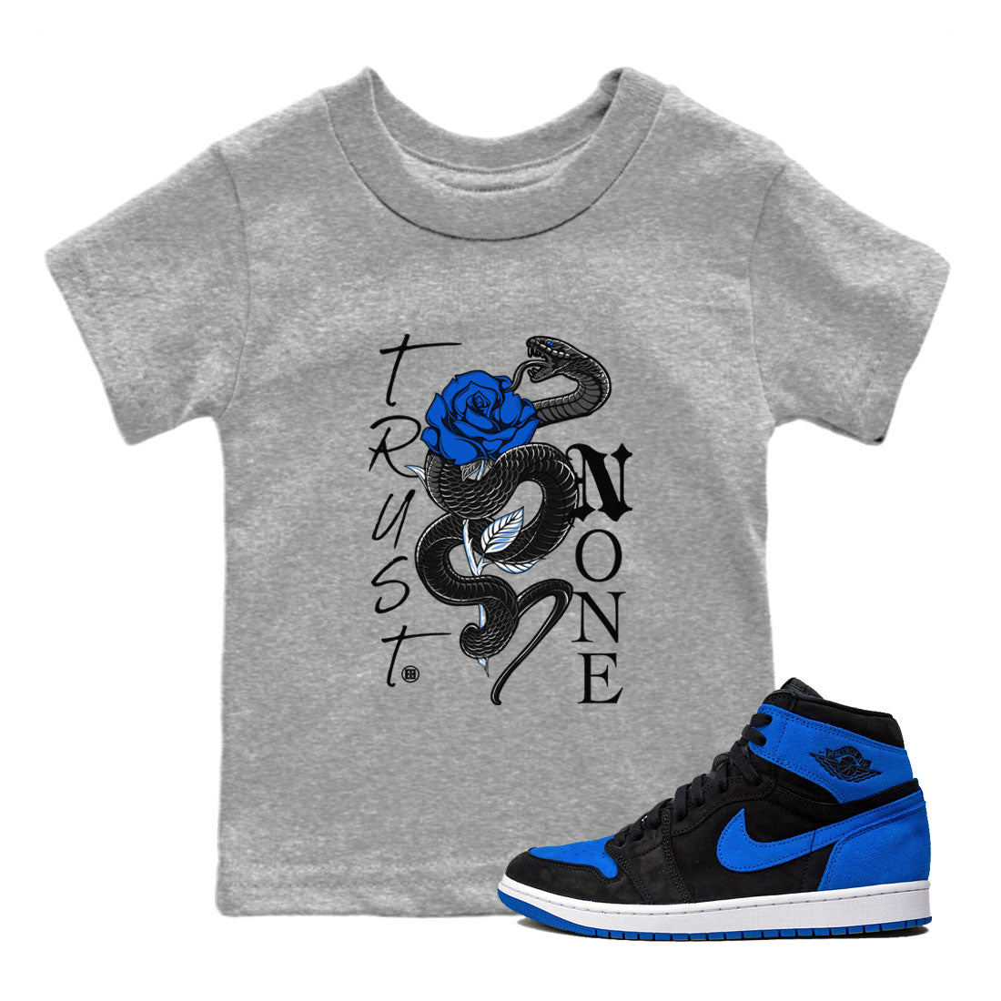 Trust None snkmatch Tee Kids - Air Jordan 1 Royal Reimagined