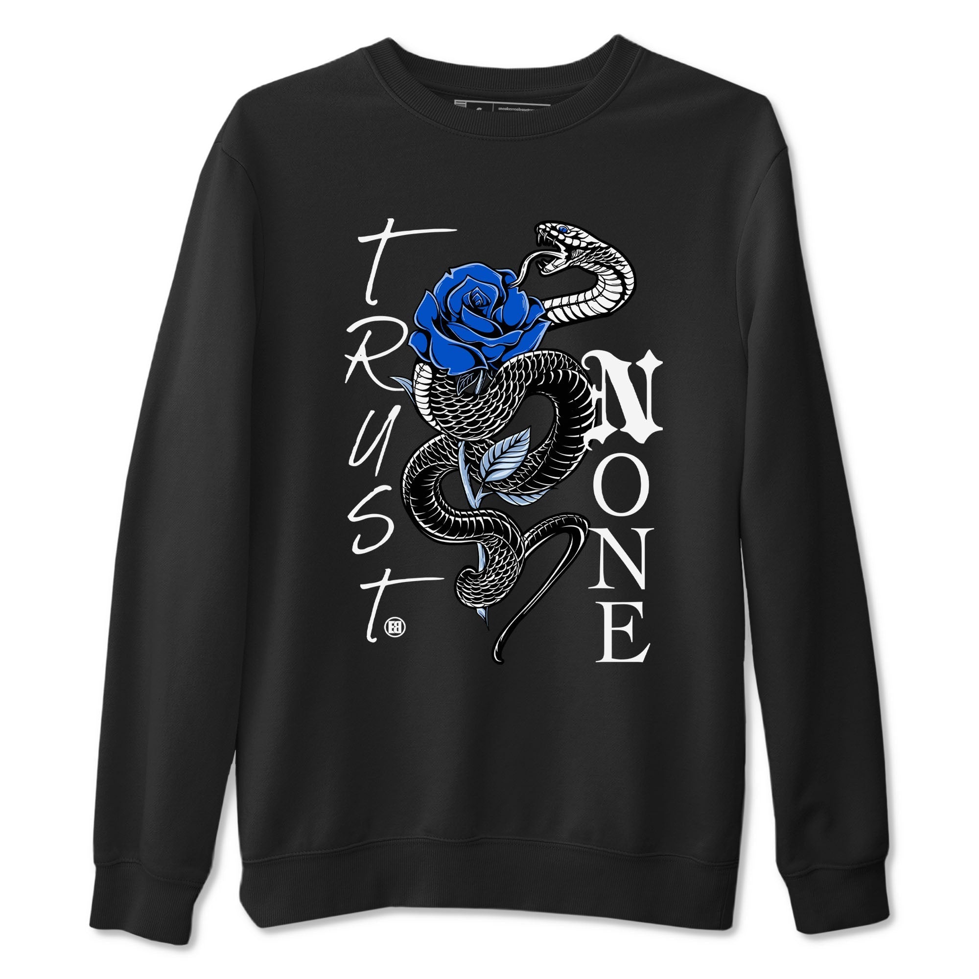 Trust None snkmatch Tees - Air Jordan 11 Black and Varsity Royal