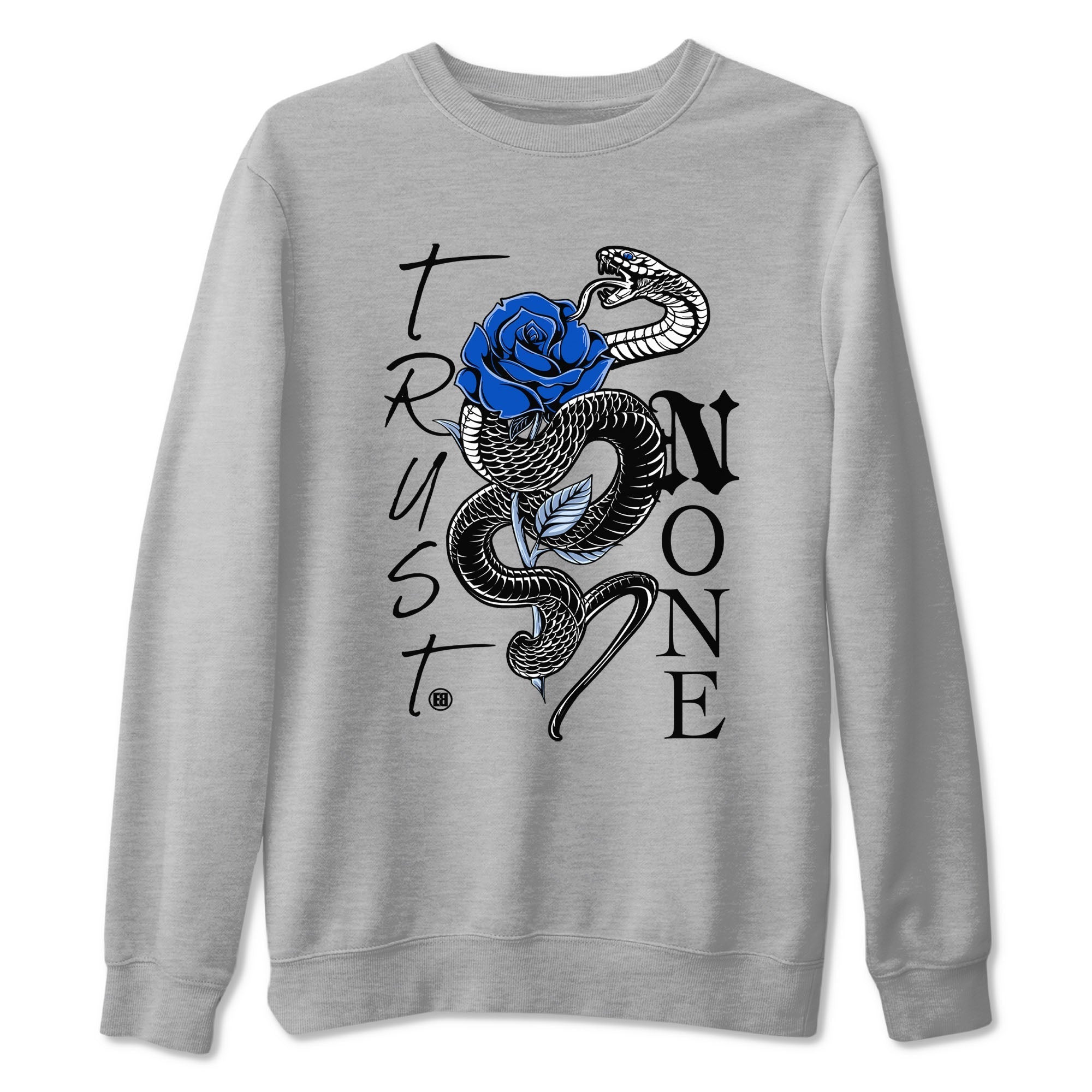 Trust None snkmatch Tees - Air Jordan 11 Black and Varsity Royal