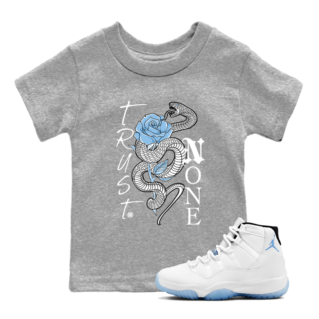 Trust None snkmatch Tees Kids - Air Jordan 11 Legend Blue