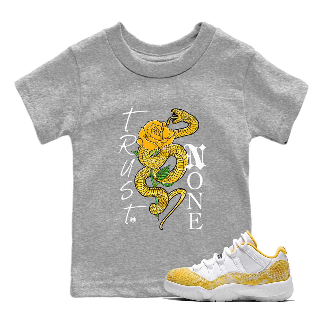 Trust None Kids Tops - Air Jordan 11 Yellow Python