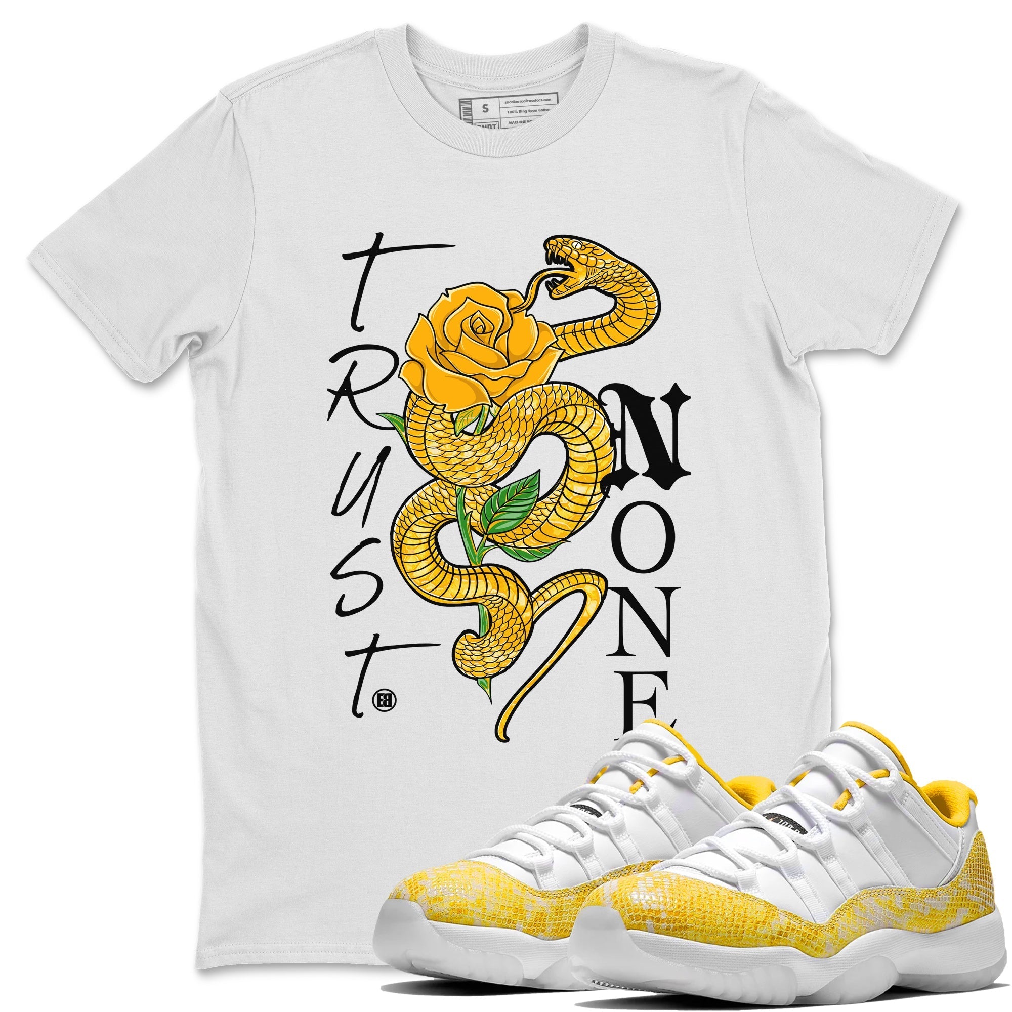 Trust None Unisex Tops - Air Jordan 11 Yellow Python