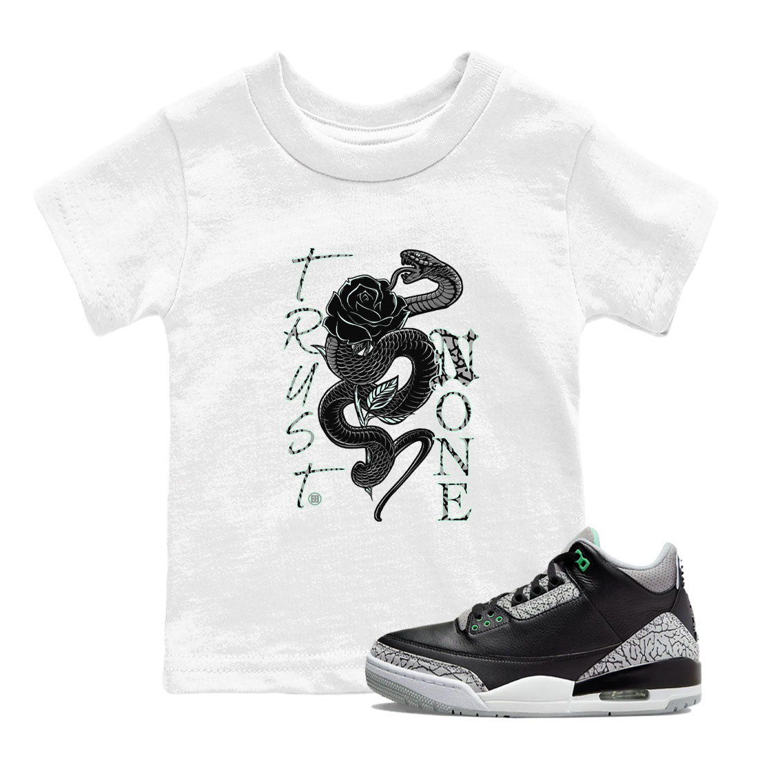 Trust None snkmatch Tees Kids - Air Jordan 3 Green Glow