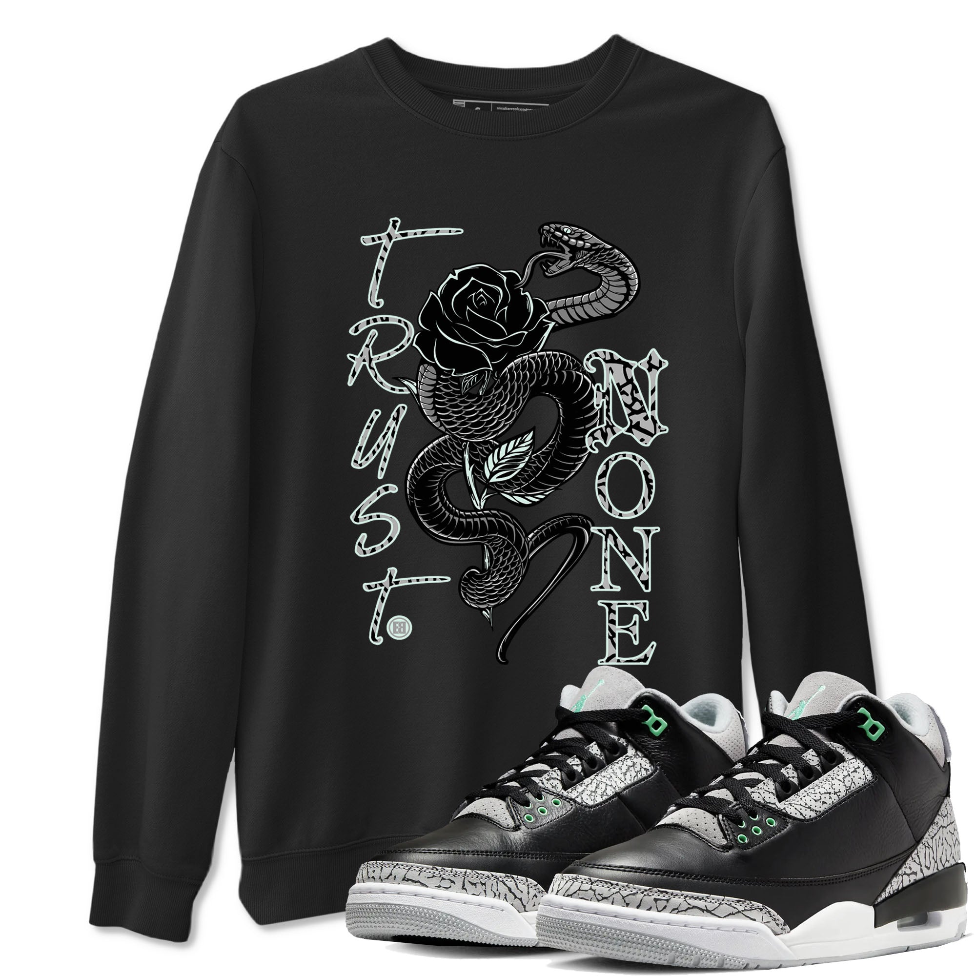 Trust None snkmatch Tees - Air Jordan 3 Green Glow
