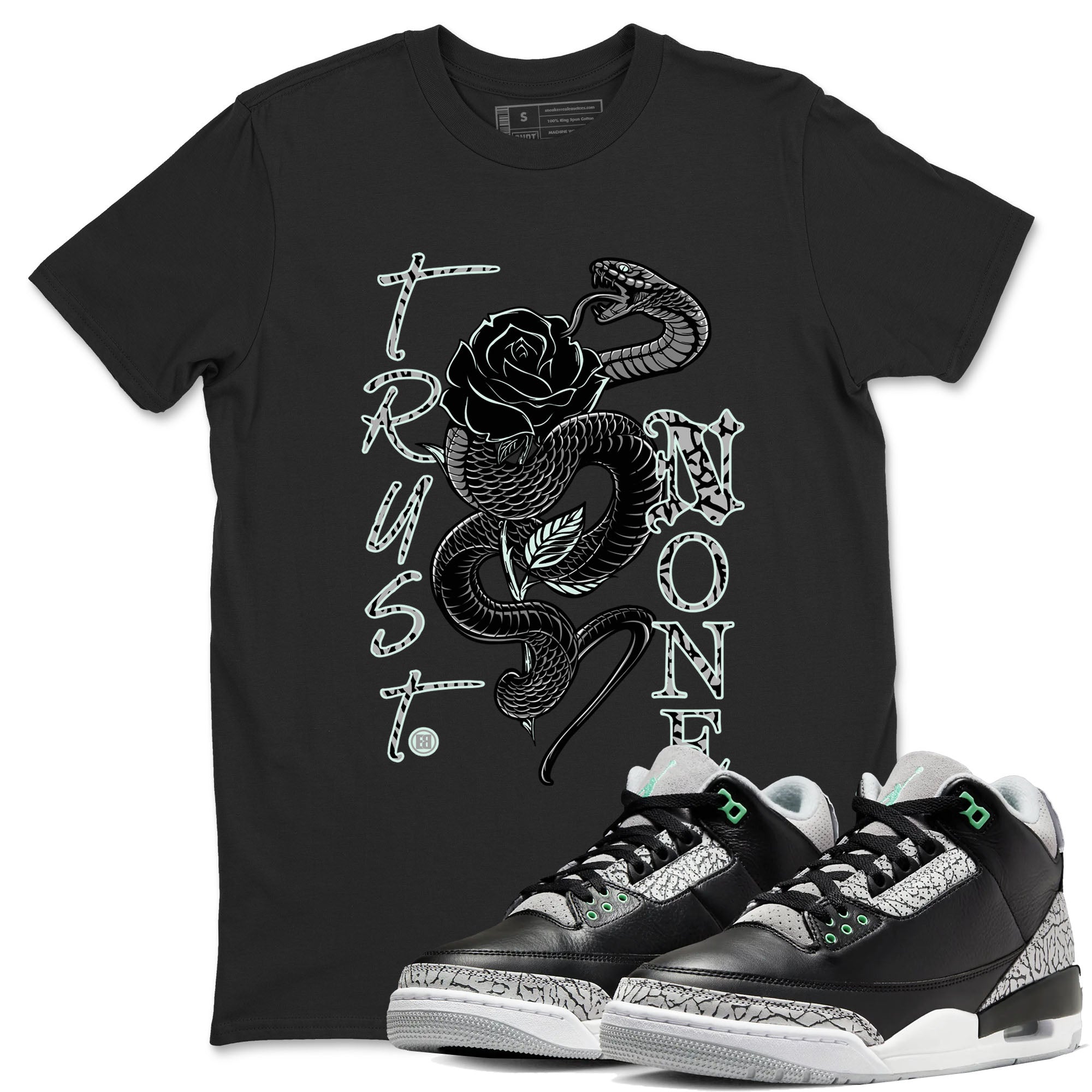 Trust None snkmatch Tees - Air Jordan 3 Green Glow
