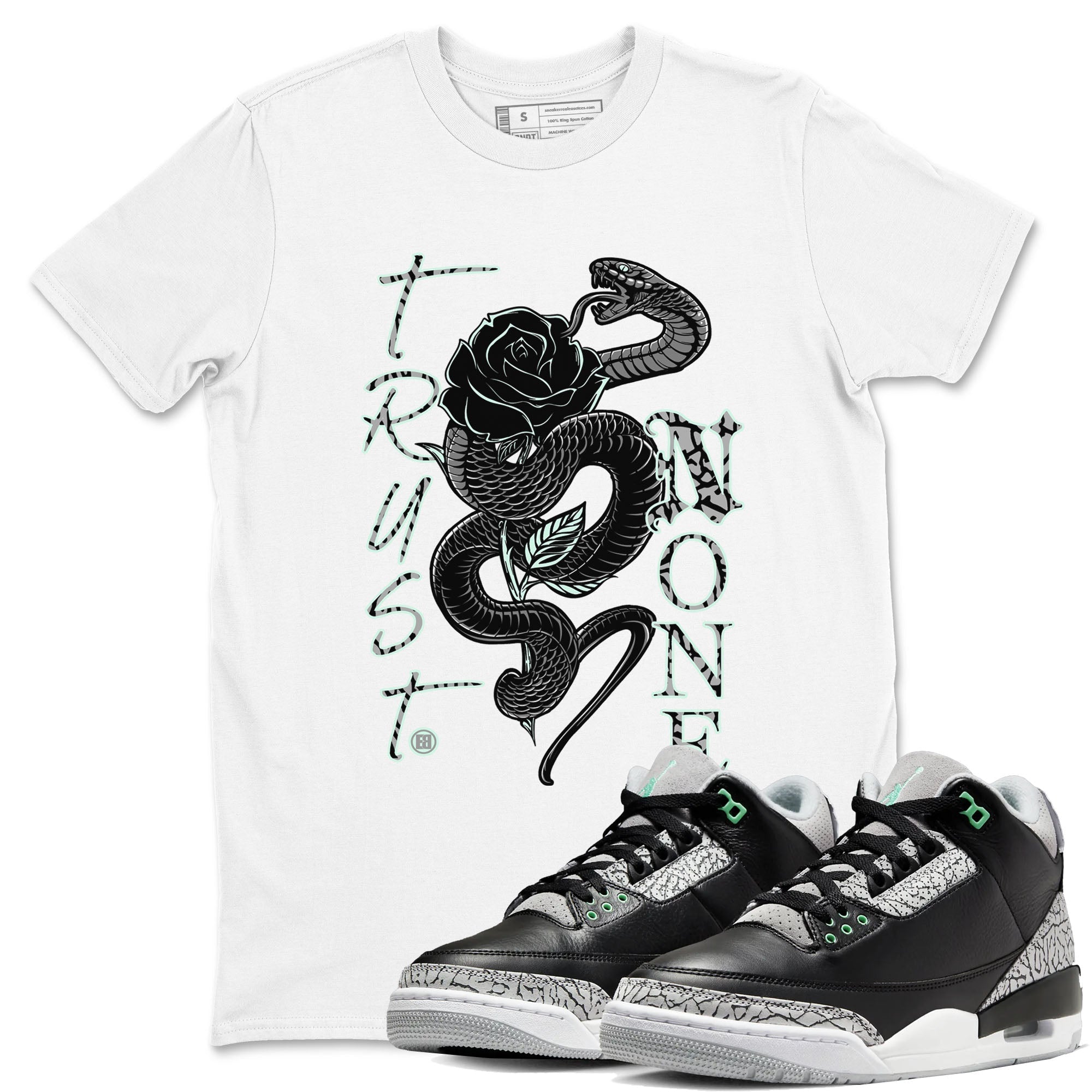 Trust None snkmatch Tees - Air Jordan 3 Green Glow