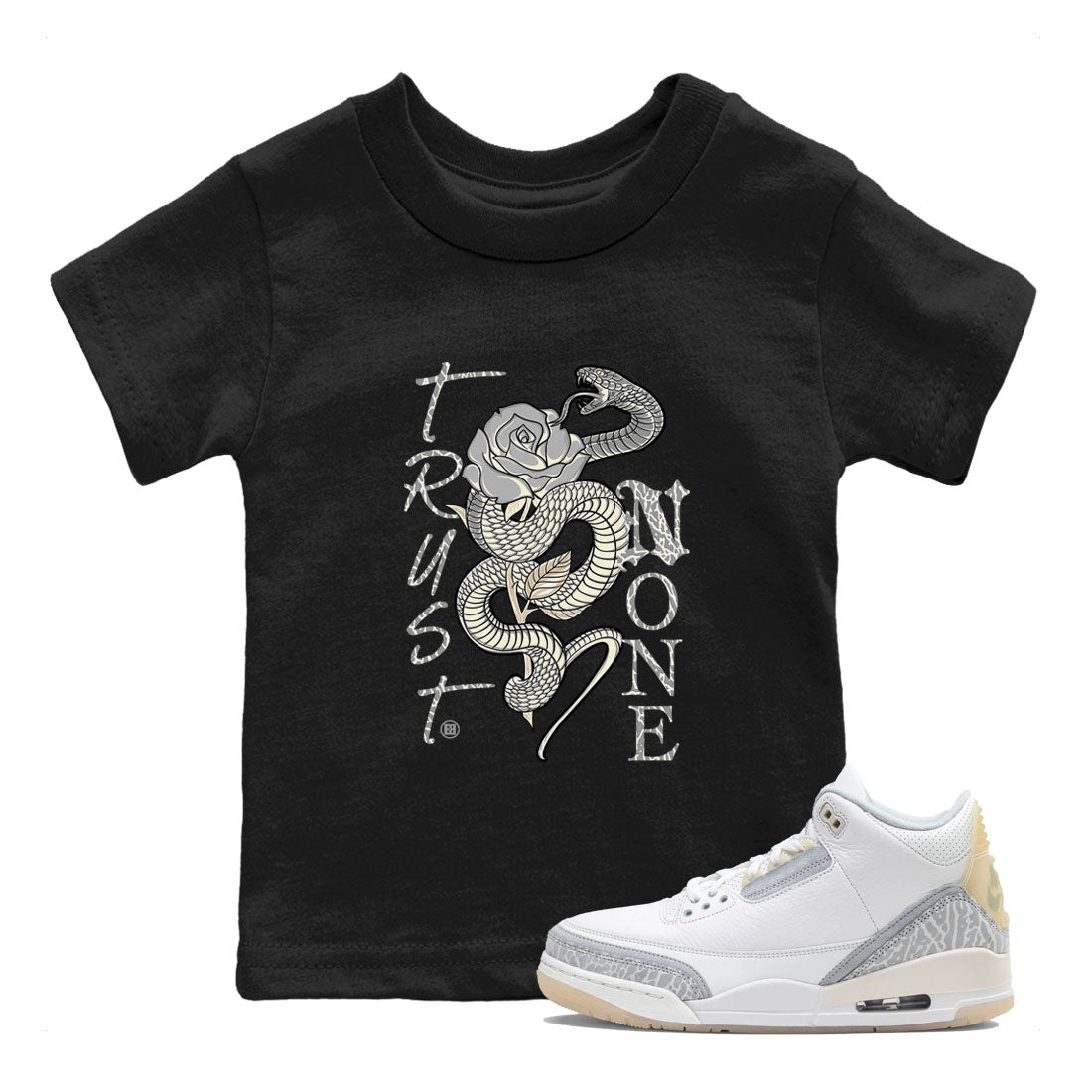 Trust None snkmatch Tees Kids - Air Jordan 3 Ivory
