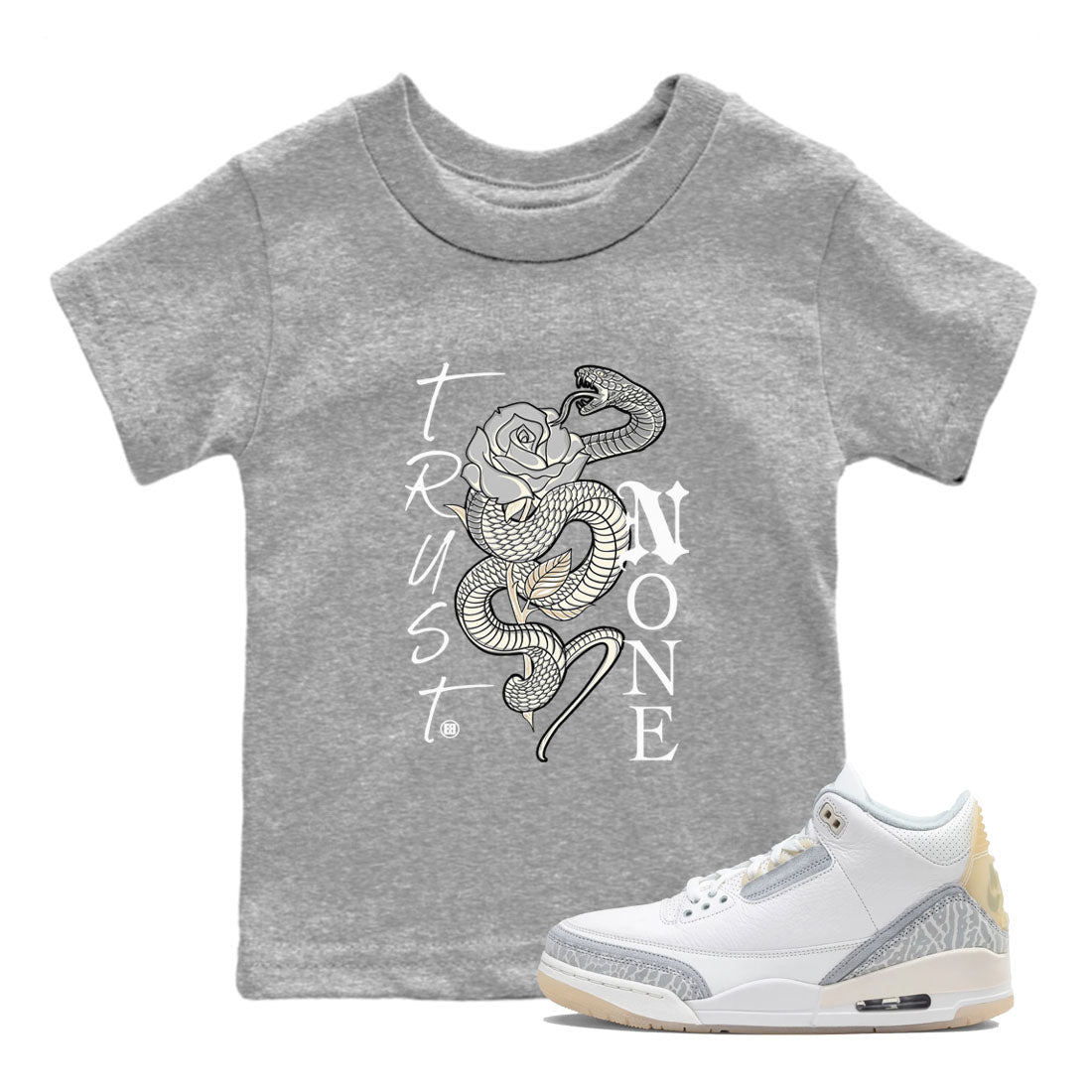 Trust None snkmatch Tees Kids - Air Jordan 3 Ivory
