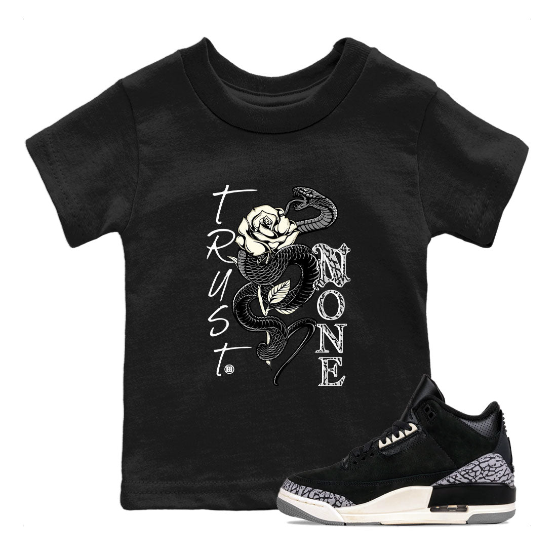 Trust None snkmatch Tee Kids - Air Jordan 3 Off Noir