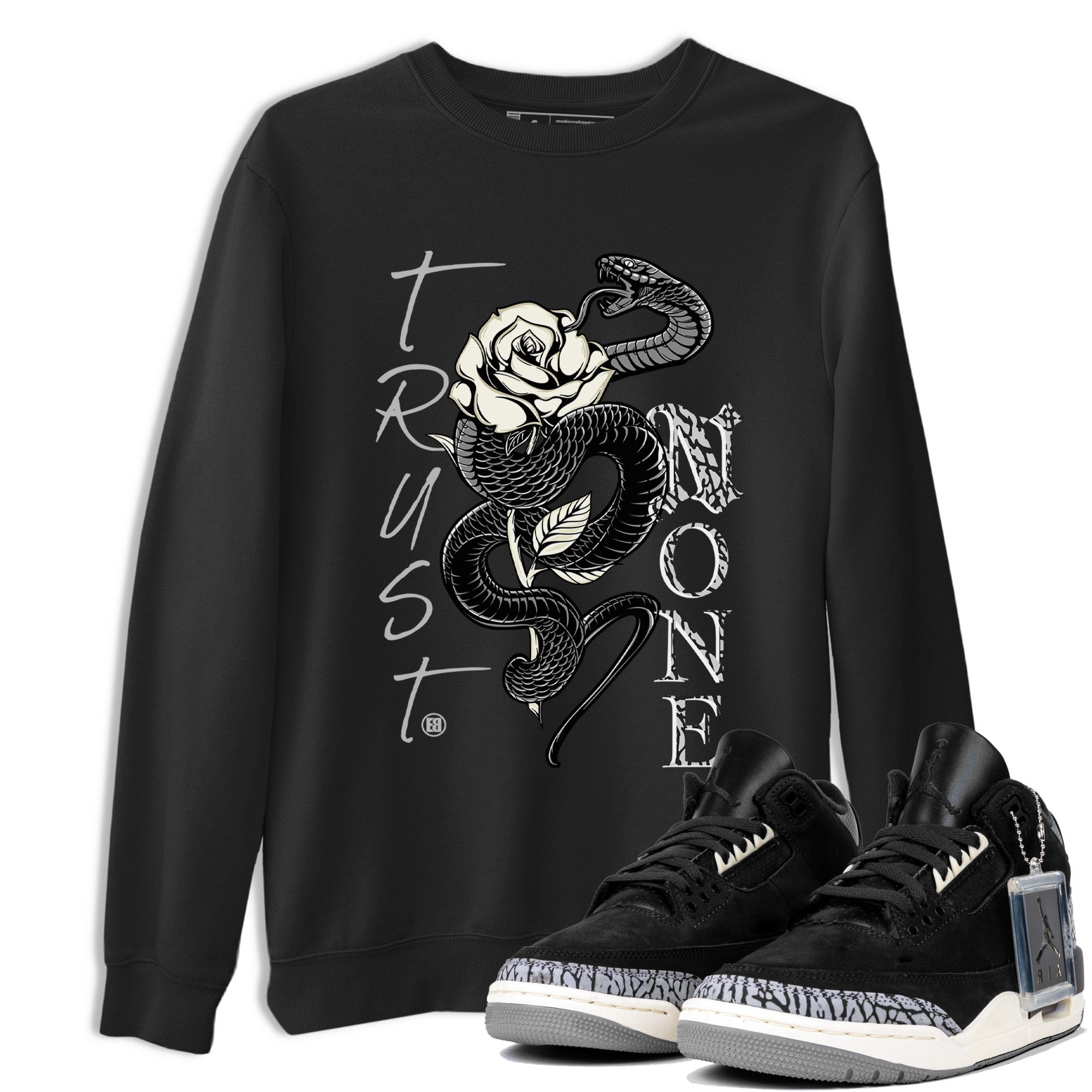 Trust None snkmatch Tee - Air Jordan 3 Off Noir