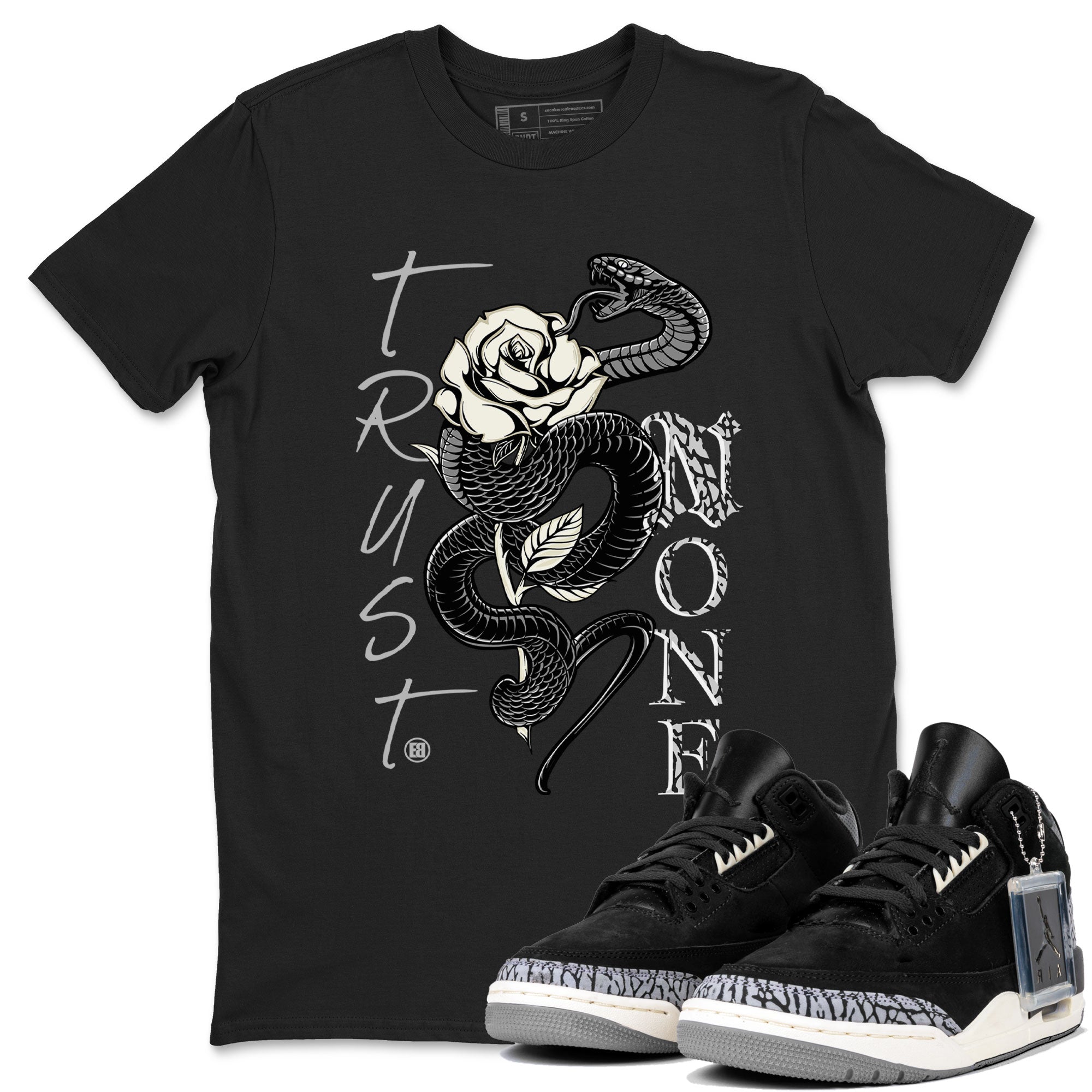 Trust None snkmatch Tee - Air Jordan 3 Off Noir