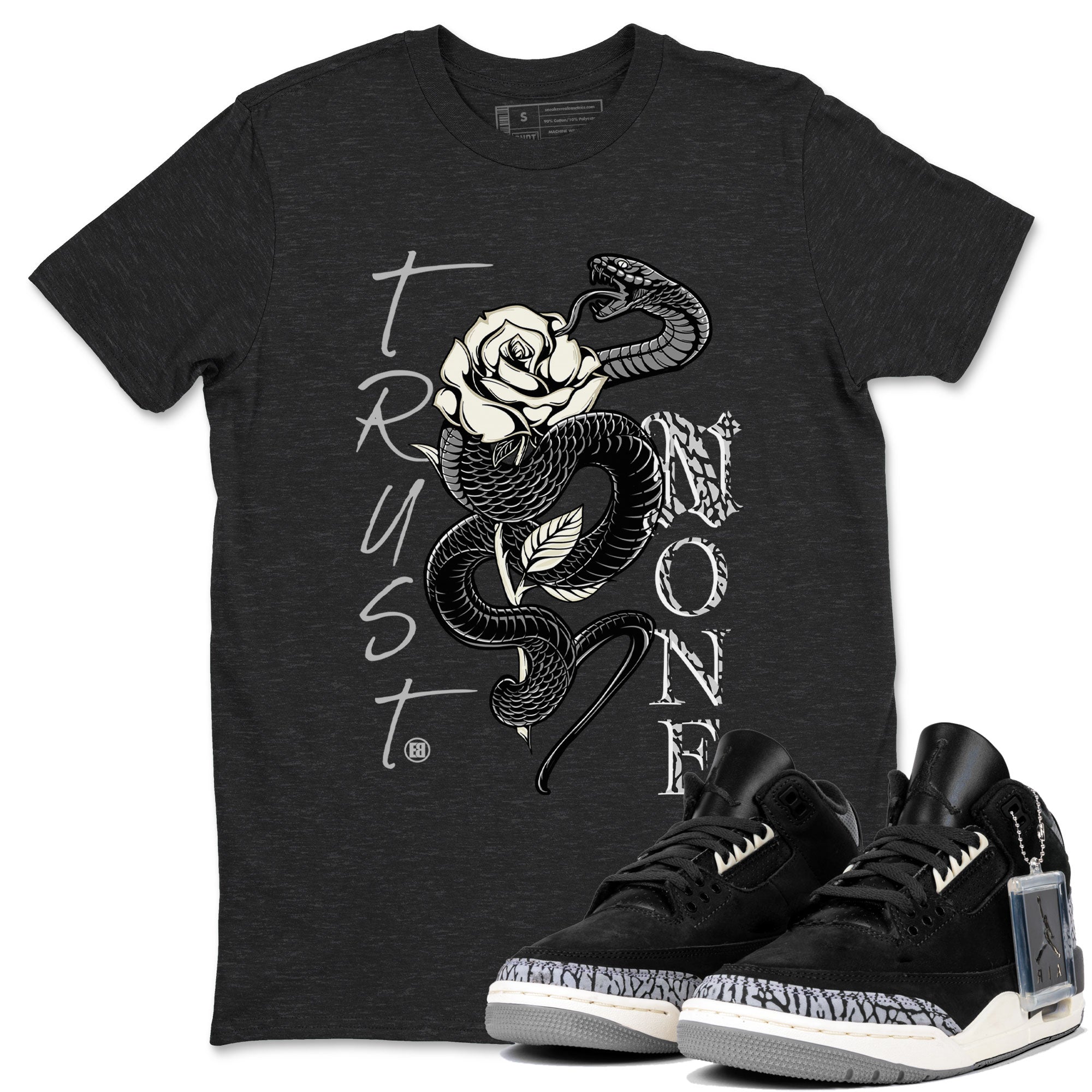 Trust None snkmatch Tee - Air Jordan 3 Off Noir