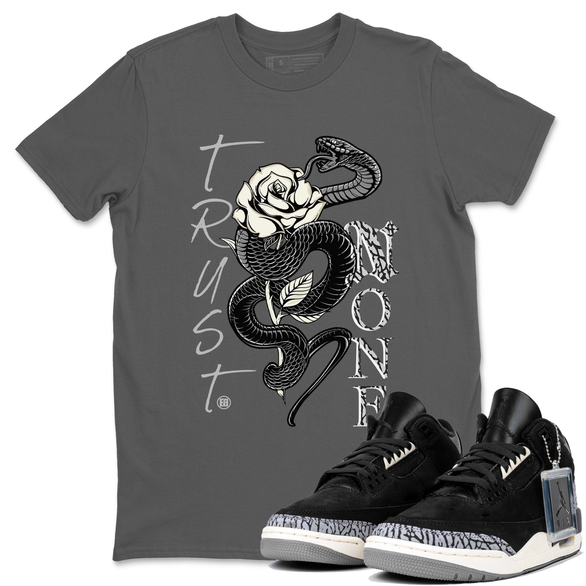 Trust None snkmatch Tee - Air Jordan 3 Off Noir