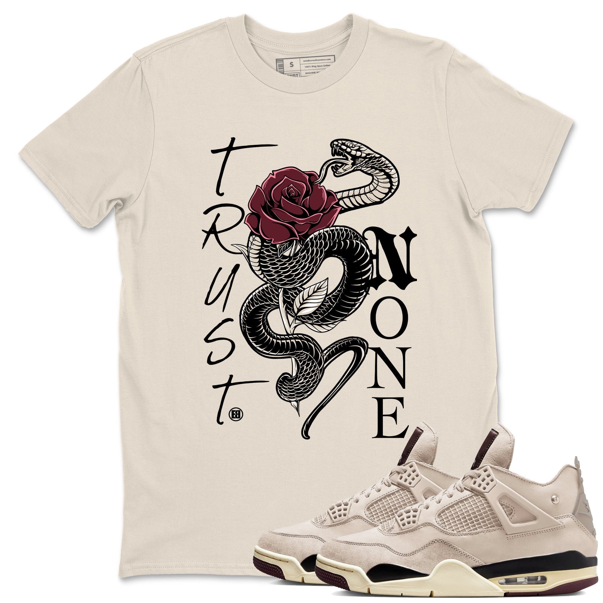 Trust None snkmatch Tees - Air Jordan 4 A Ma Maniere x Fossil Stone